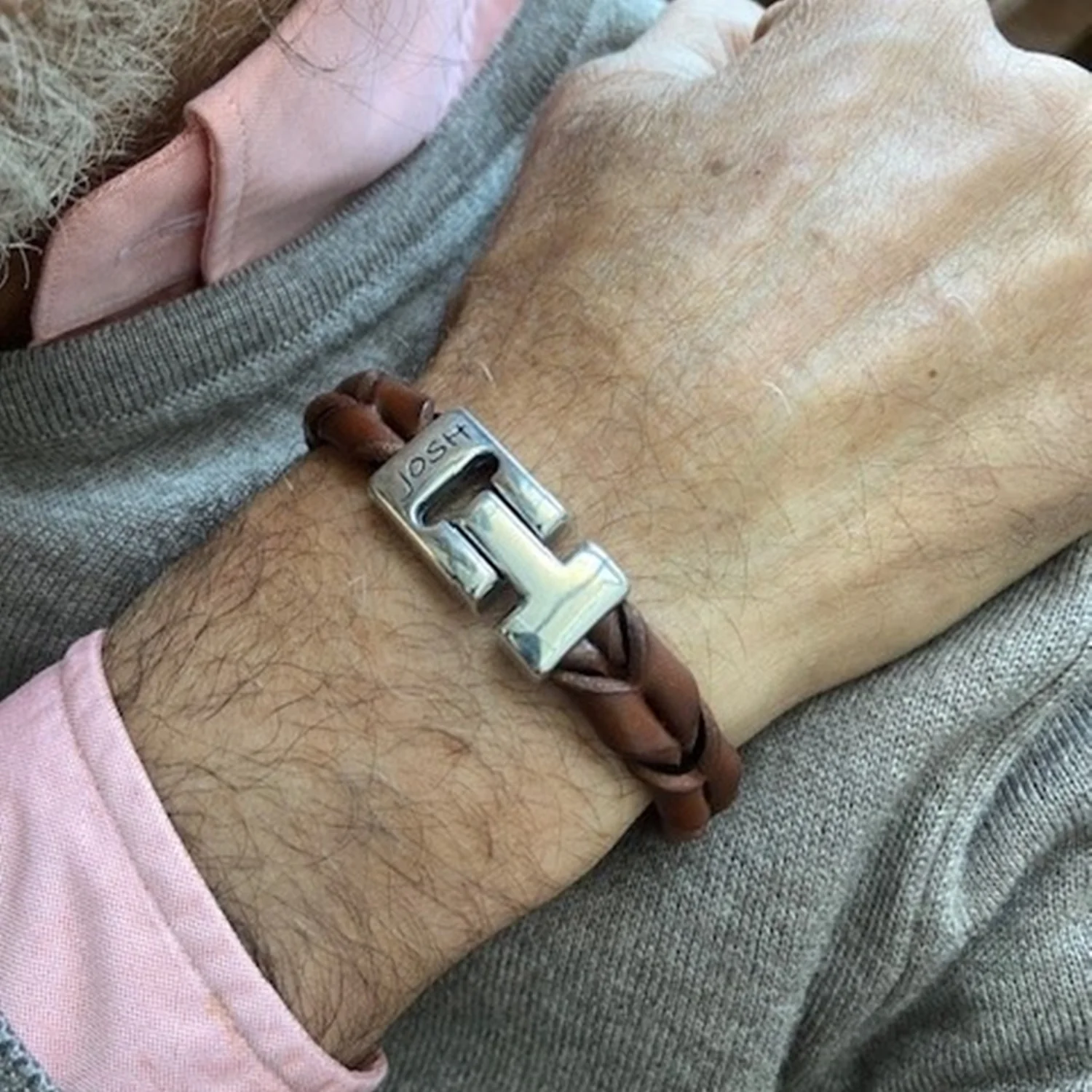 Josh Leather Bracelet 09284-BRA-S/COGNAC/M - Image 2