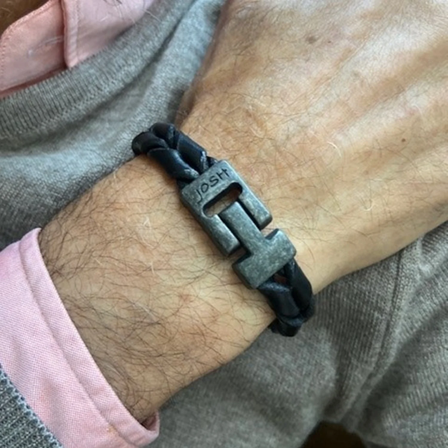 Josh Leather Bracelet 09284-BRA-VB/BLACK/M - Image 2