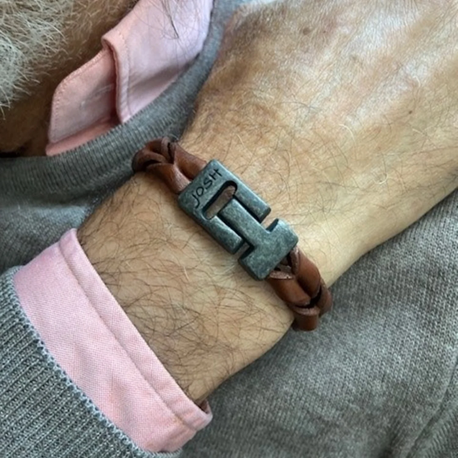Josh Leather Bracelet 09284-BRA-VB/COGNAC/M - Image 2