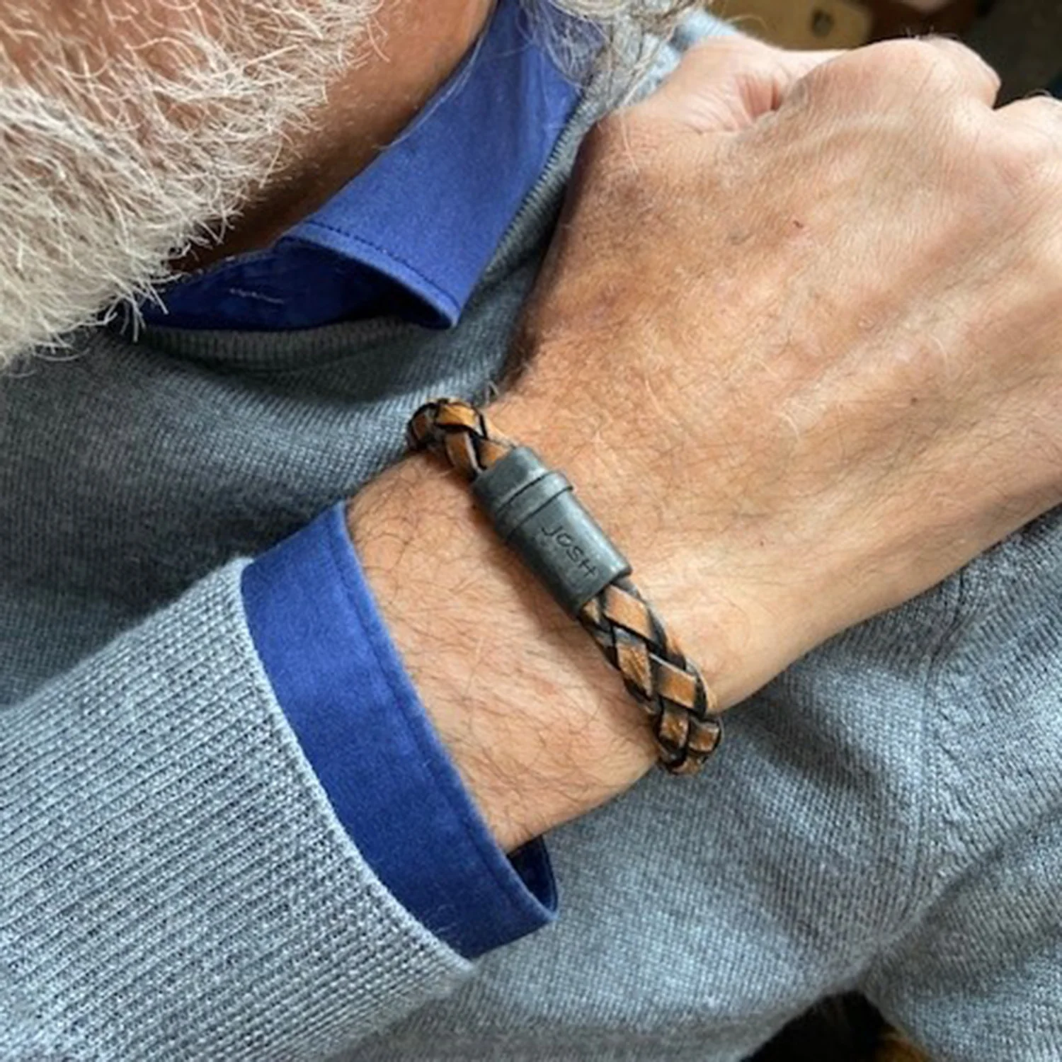 Josh Leather Bracelet 09328VB/BRWN/MED - Image 2