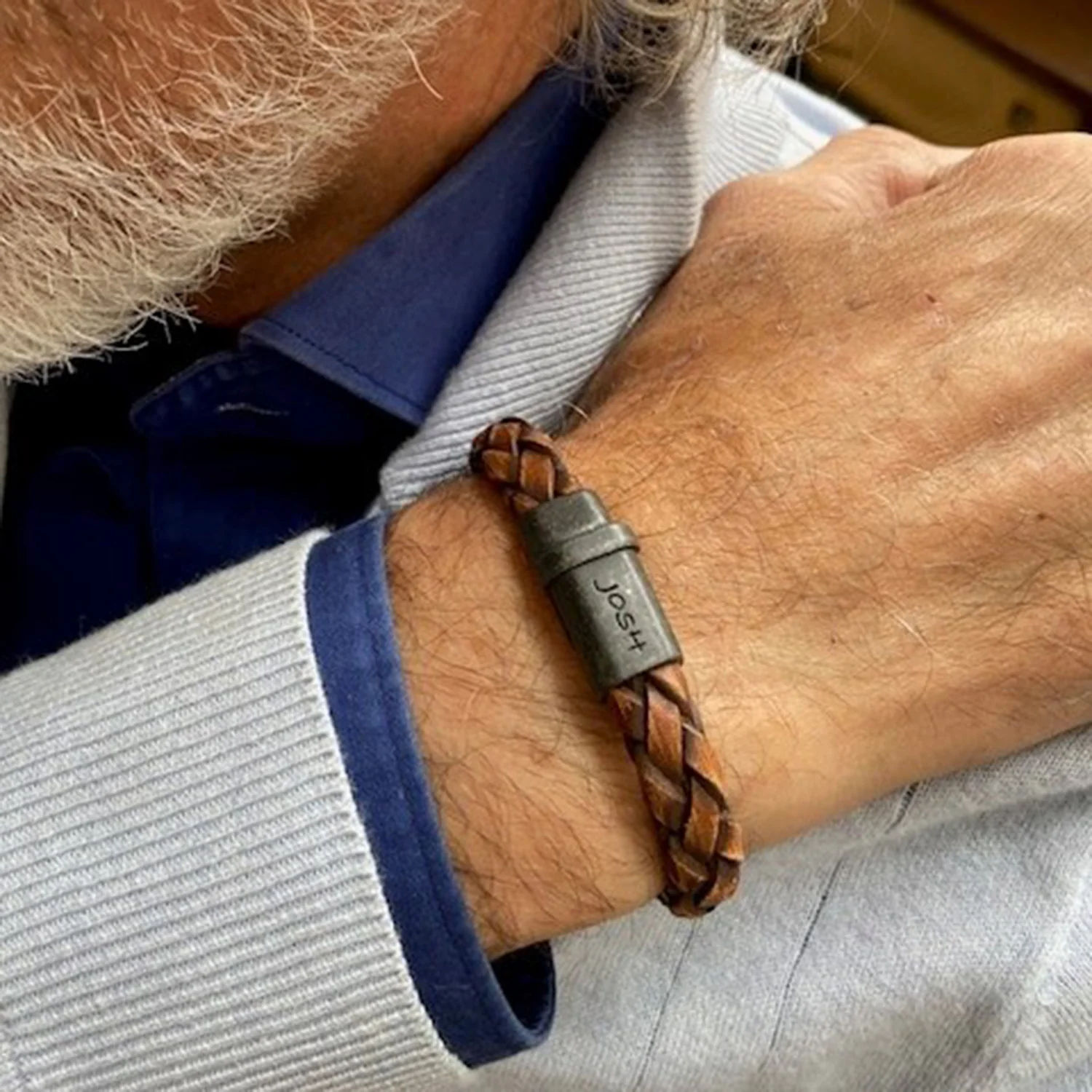 Josh Leather Bracelet 09328VB/CGNC/LME - Image 2