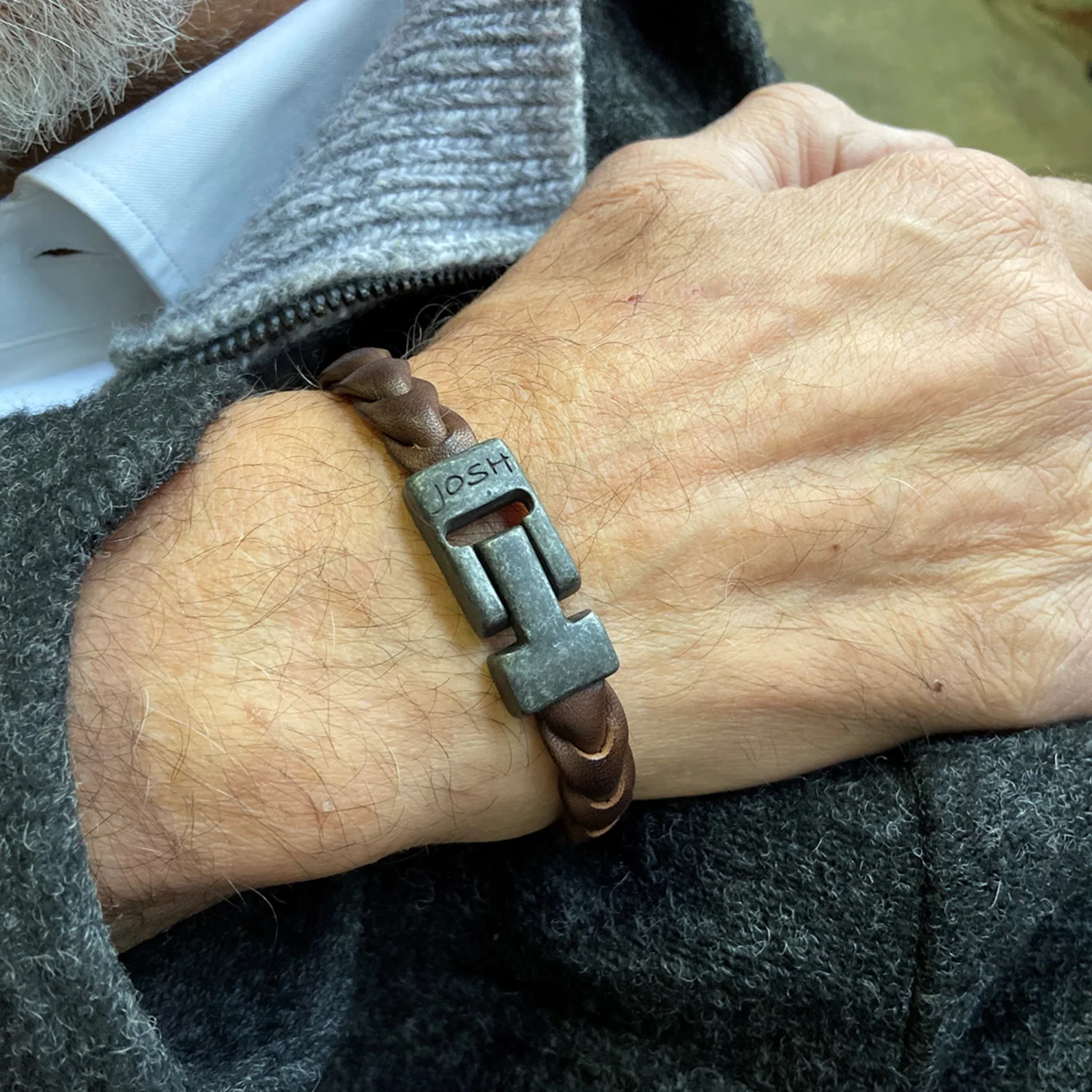 Josh Leather Brown Bracelet 50046-BRA-VB/BROWN/L-1 - Image 2