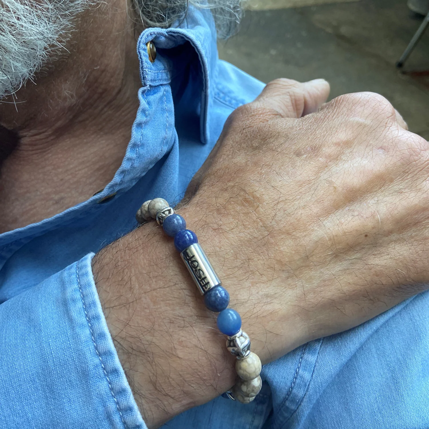 Josh Multi-coloured Natural Stone Bracelet 09329SL/TAAV/MED - Image 2