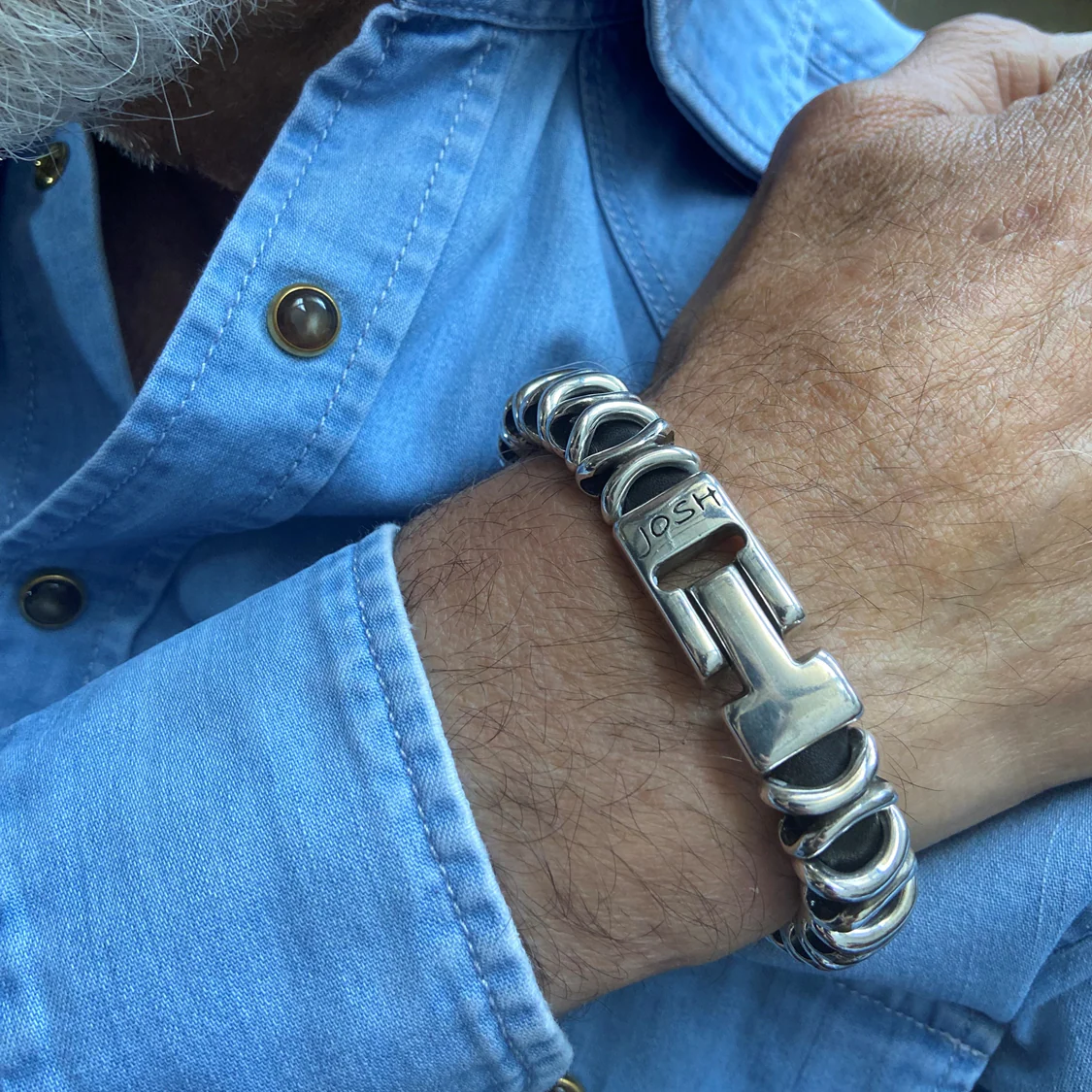 Josh Silver Alloy Bracelet 03560SL/NCLR/LRG - Image 2