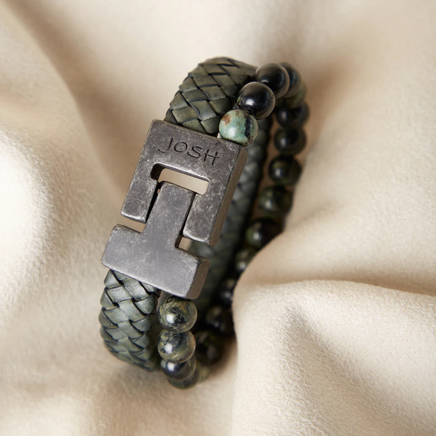 Josh Vintage Green Bracelet 24966-BRA-VB/GREEN/M - Image 3