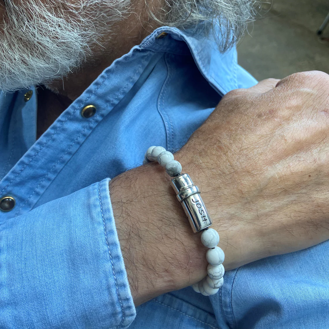 Josh White Natural Stone Bracelet 09285SL/WHIT/LME - Image 2