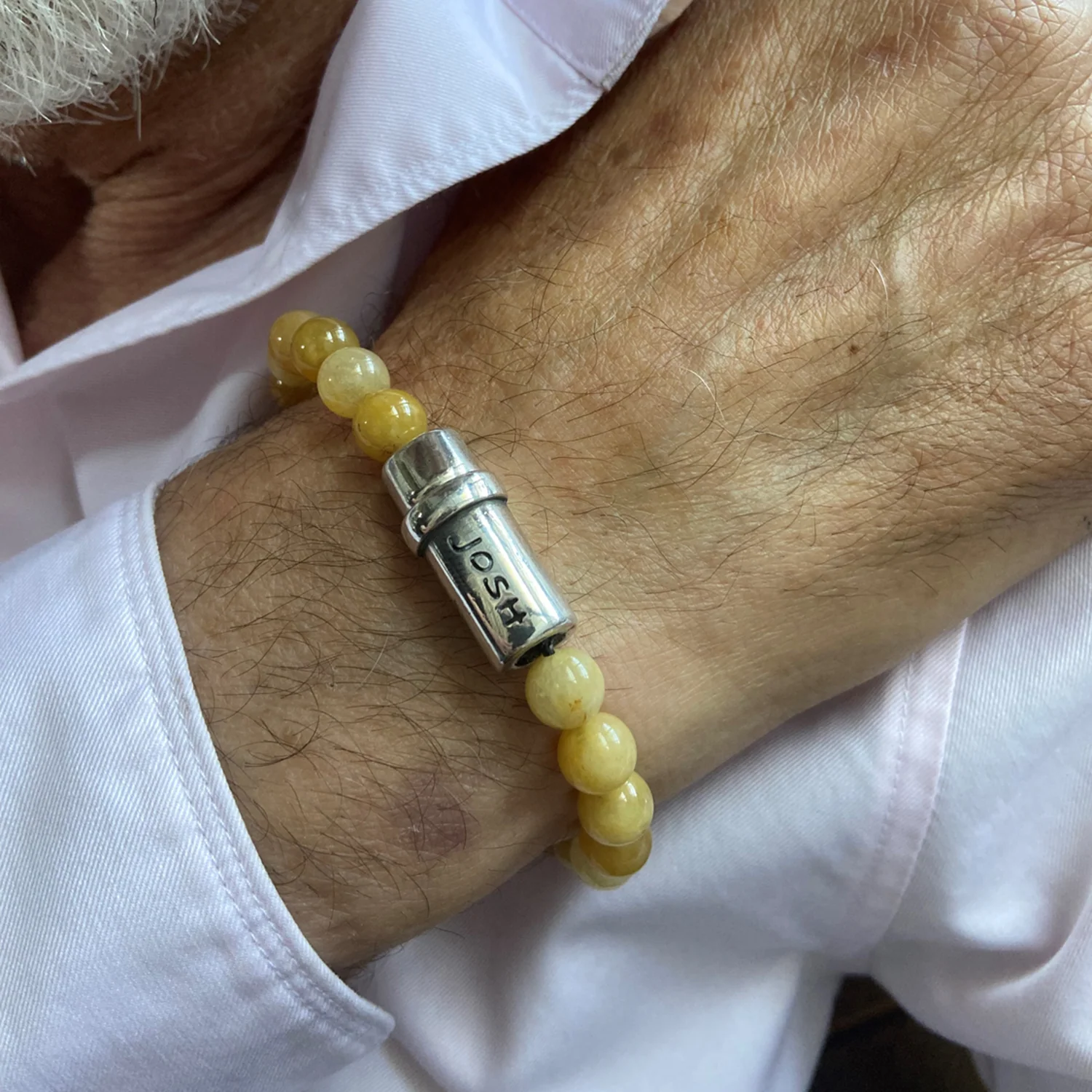 Josh Yellow Natural Stone Bracelet 09285SL/YLLW/LRG - Image 2