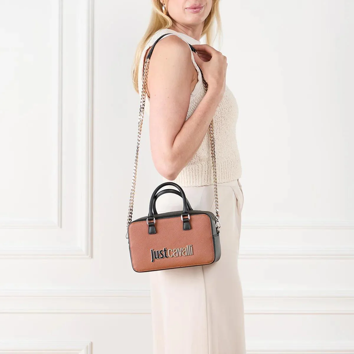 Just Cavalli Cognac Crossbody Bag 2001-A0324566 - Image 2