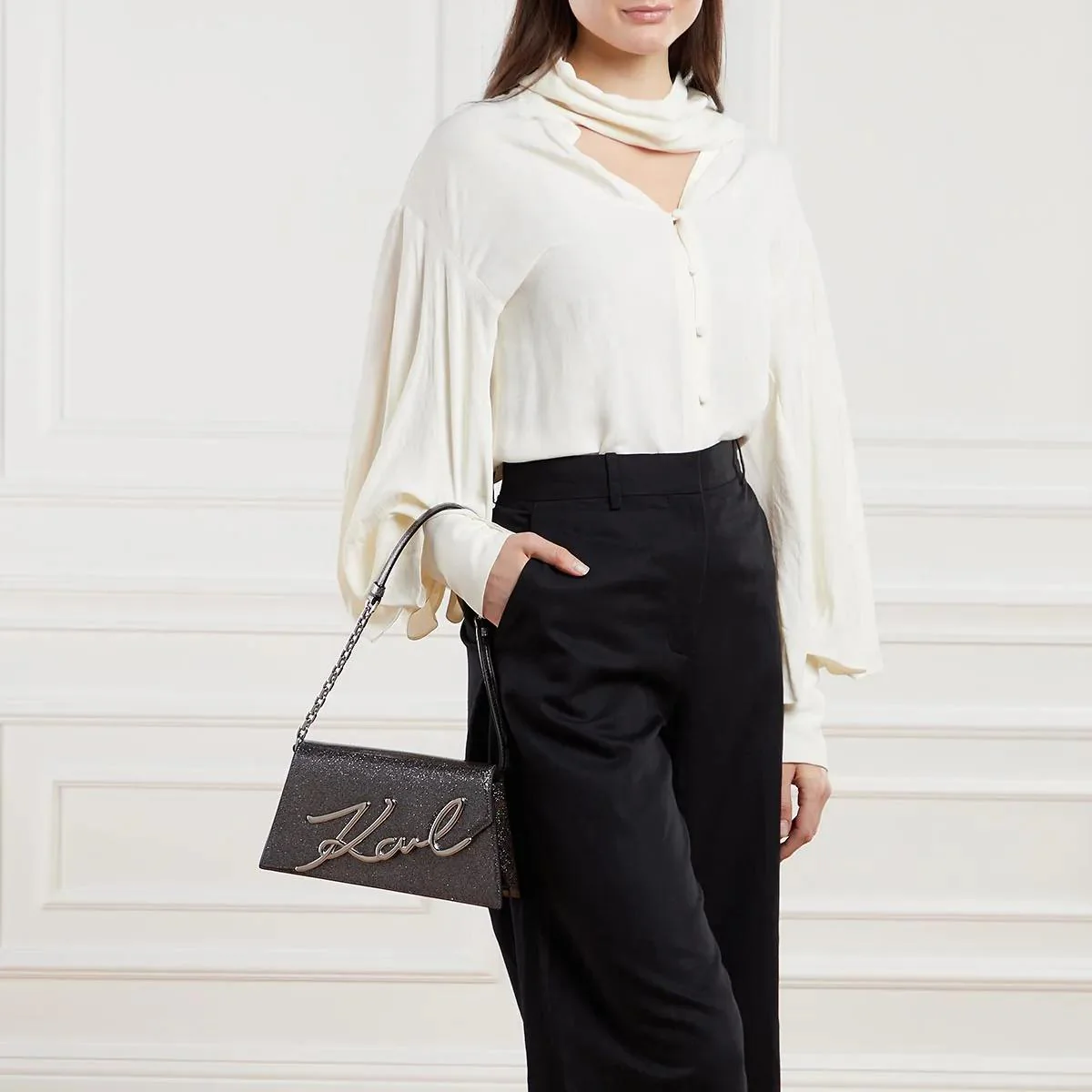 Karl Lagerfeld Silver Crossbody Bag 2001-A0491523 - Image 2