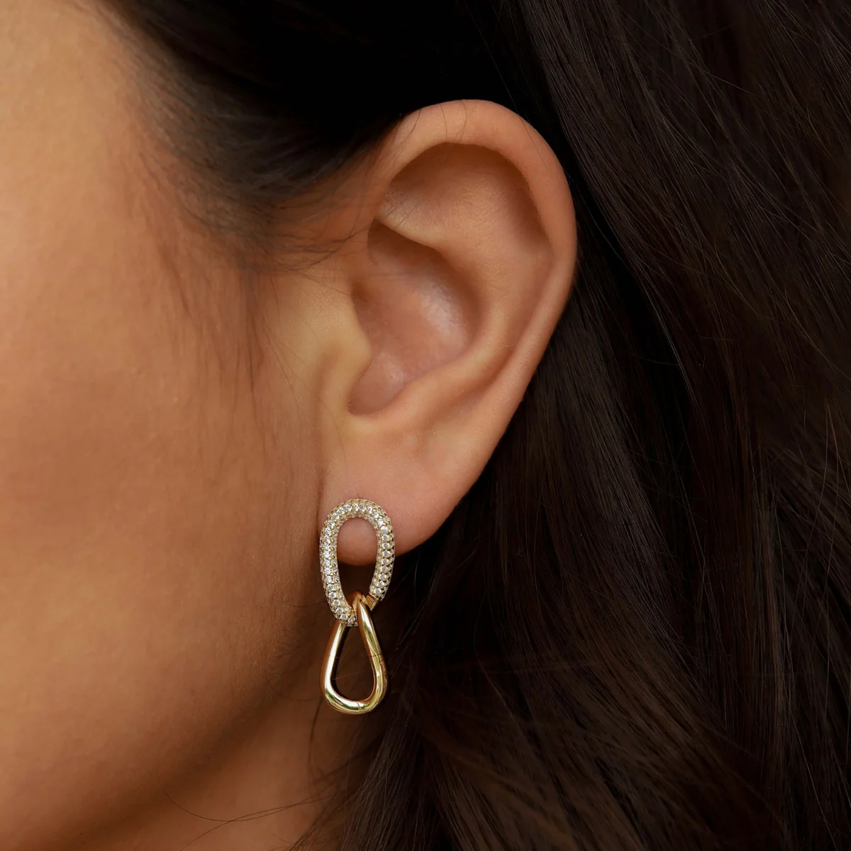 Karma 14 karat gold plated Ear Stud X125GP - Image 2
