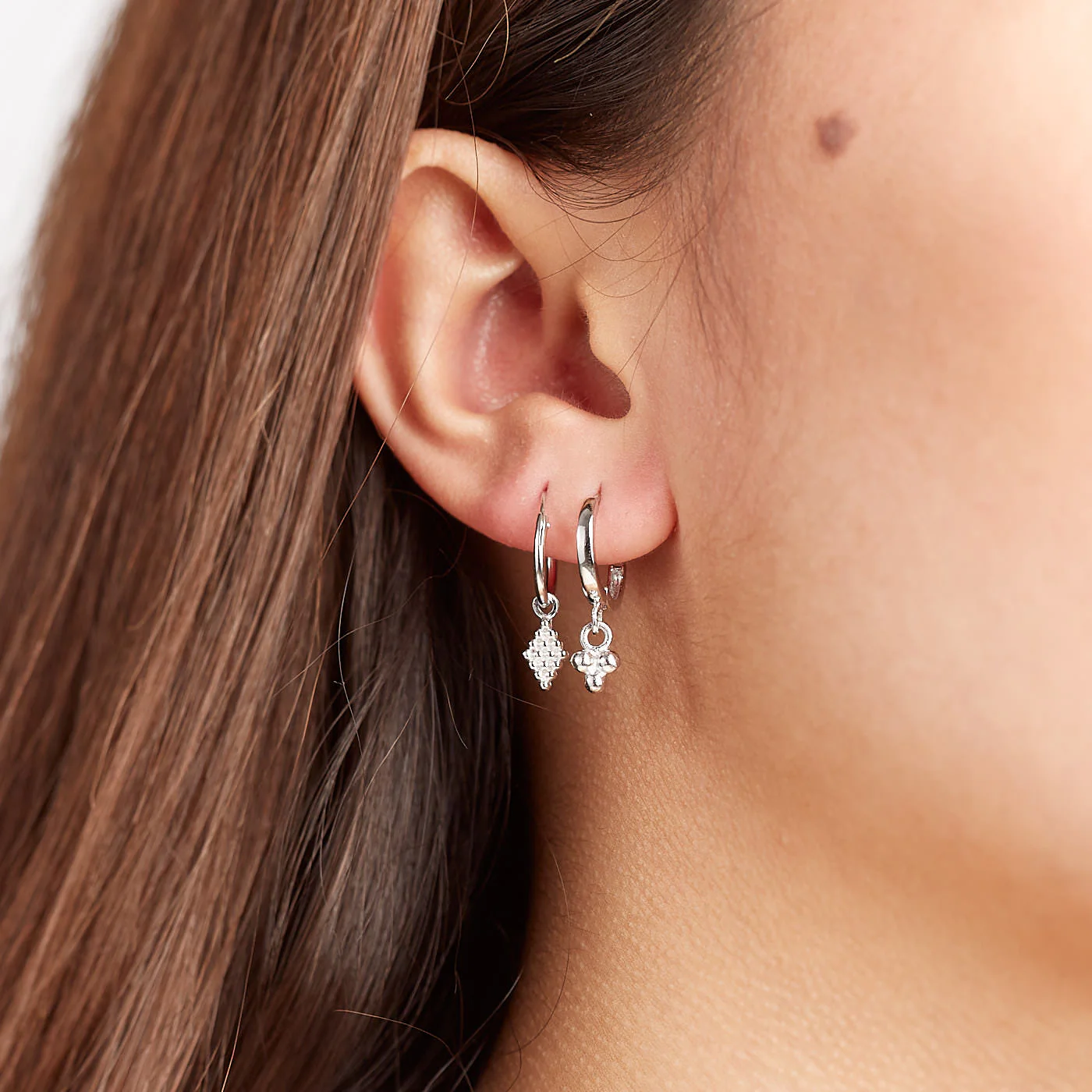 Karma 925 Sterling Zilveren Earparty Disc Diamond and 10 Dots Diamonds Oorbellen - Image 2