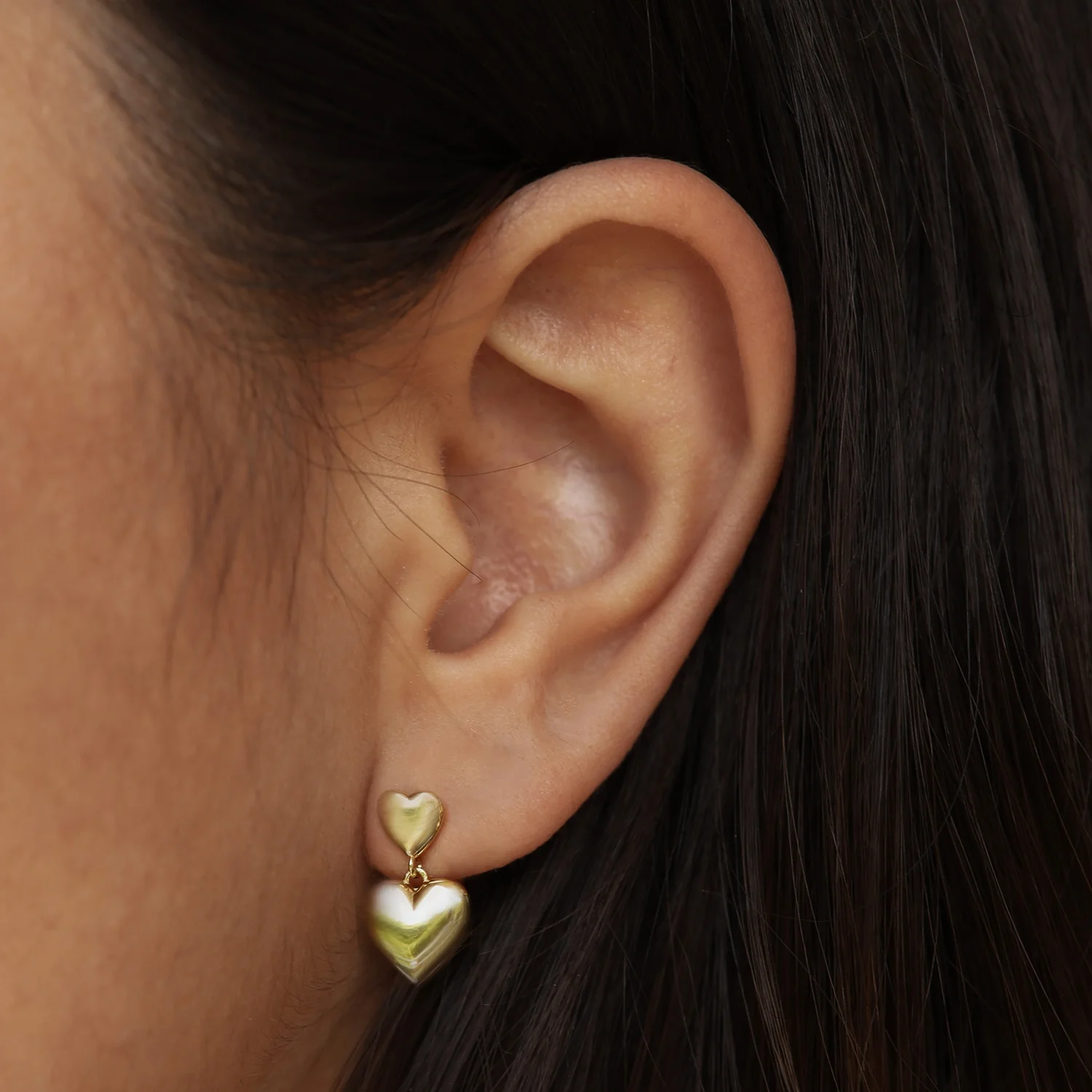 Karma 925 Sterling Silver Tirsa Duo Hearts Earrings X207GP - Image 2
