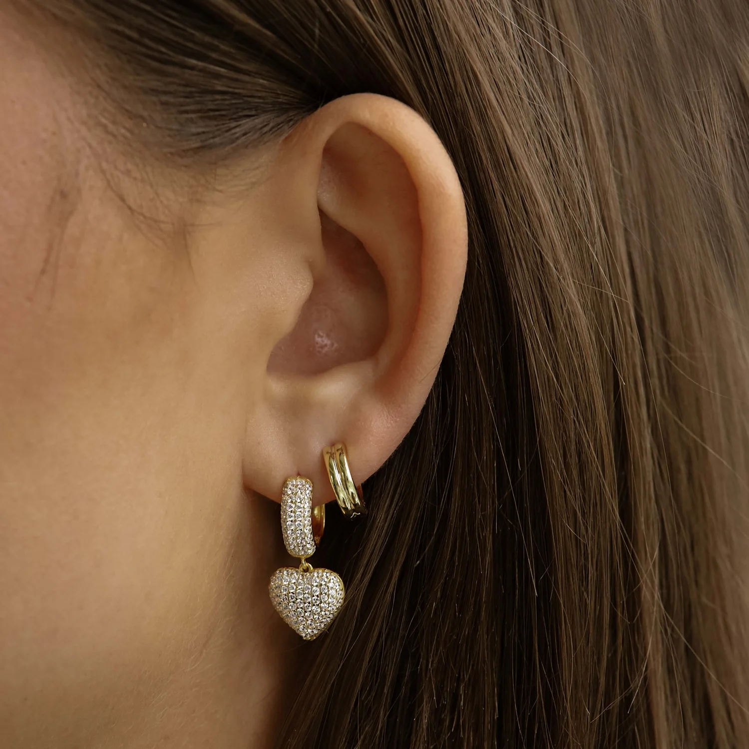 Karma 925 Sterling Silver Zirconia Lulu Heart Earrings A172GP - Image 2