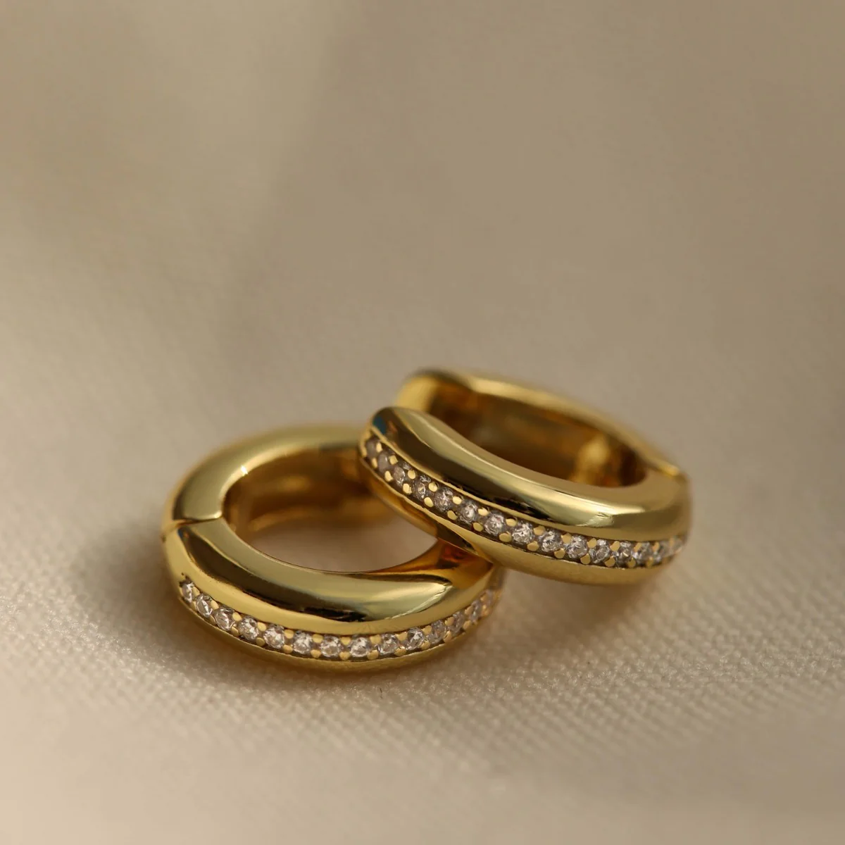 Karma Hoops 14 karat gold plated Hoop Earrings H447GP - Image 2