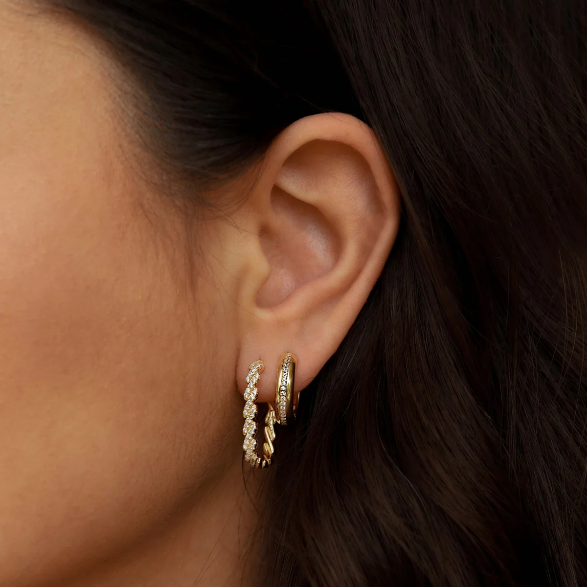 Karma Hoops 14 karat gold plated Hoop Earrings H447GP - Image 4
