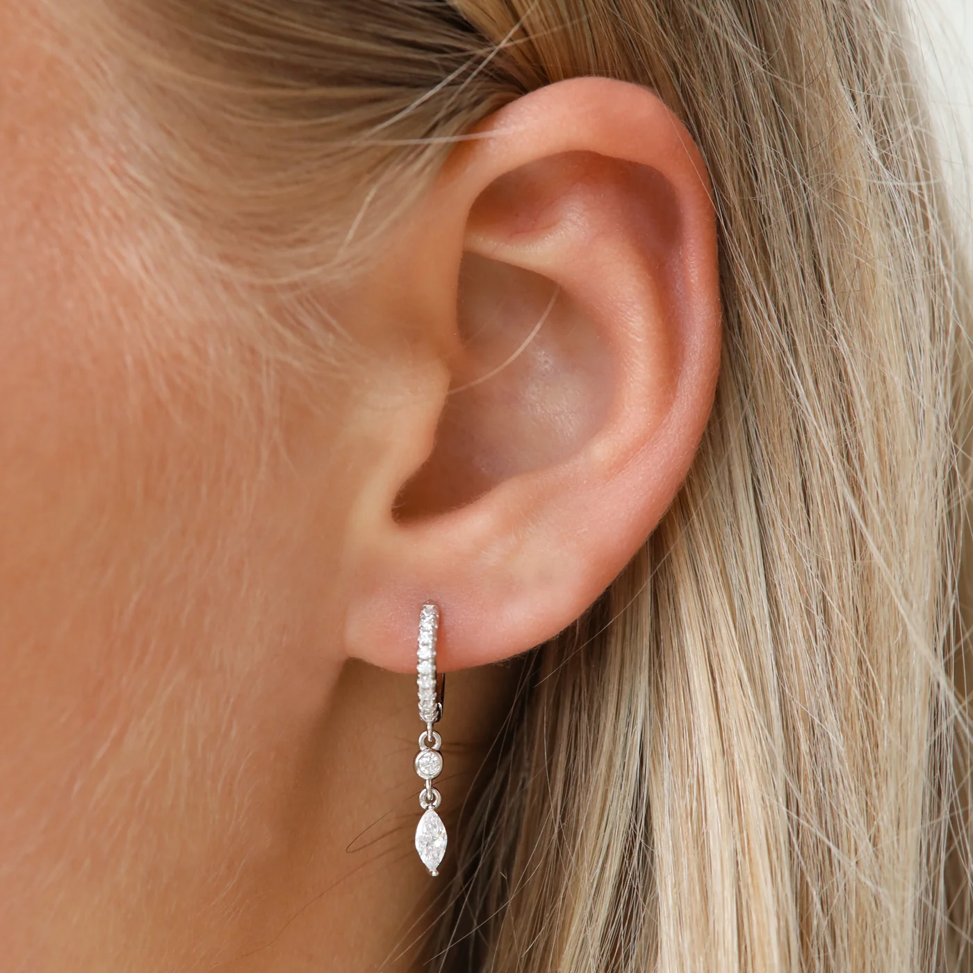 Karma Hoops Silver Hoop Earrings A68S - Image 2