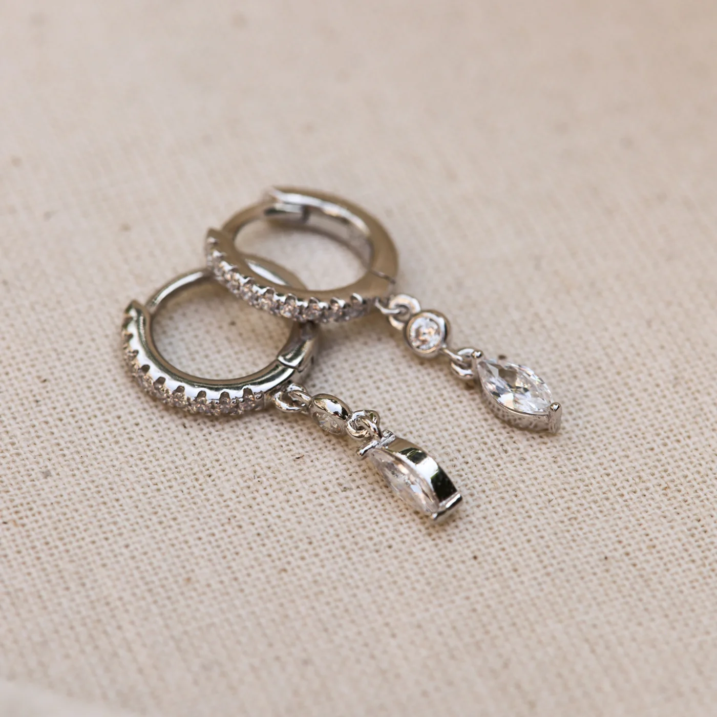 Karma Hoops Silver Hoop Earrings A68S - Image 3
