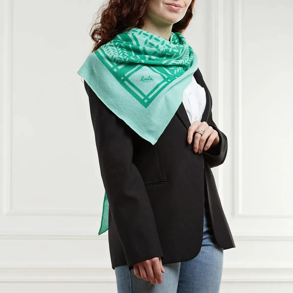 Lala Berlin Green Cashmere Scarf 2001-A0583319 - Image 2