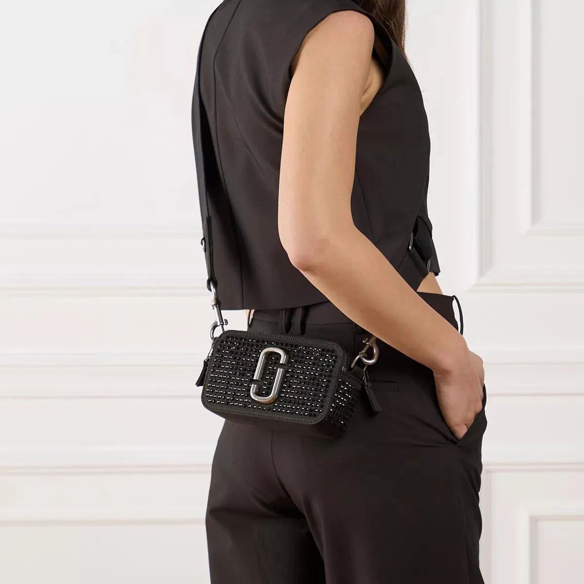 Marc Jacobs The Mini Bag The Crystal Canvas Snapshot Black Crossbody Bag 2001-A0270534 - Image 2