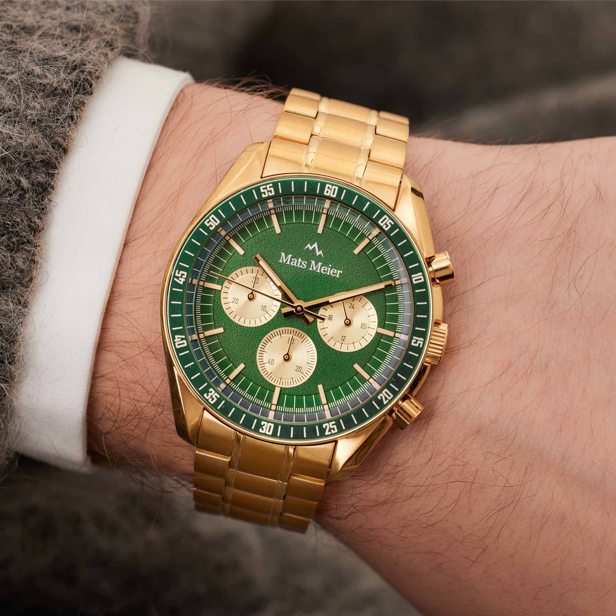 Mats Meier Arosa Racing Chronograph Men'sWatch Gold-coloured and Green MM50017 - Image 2