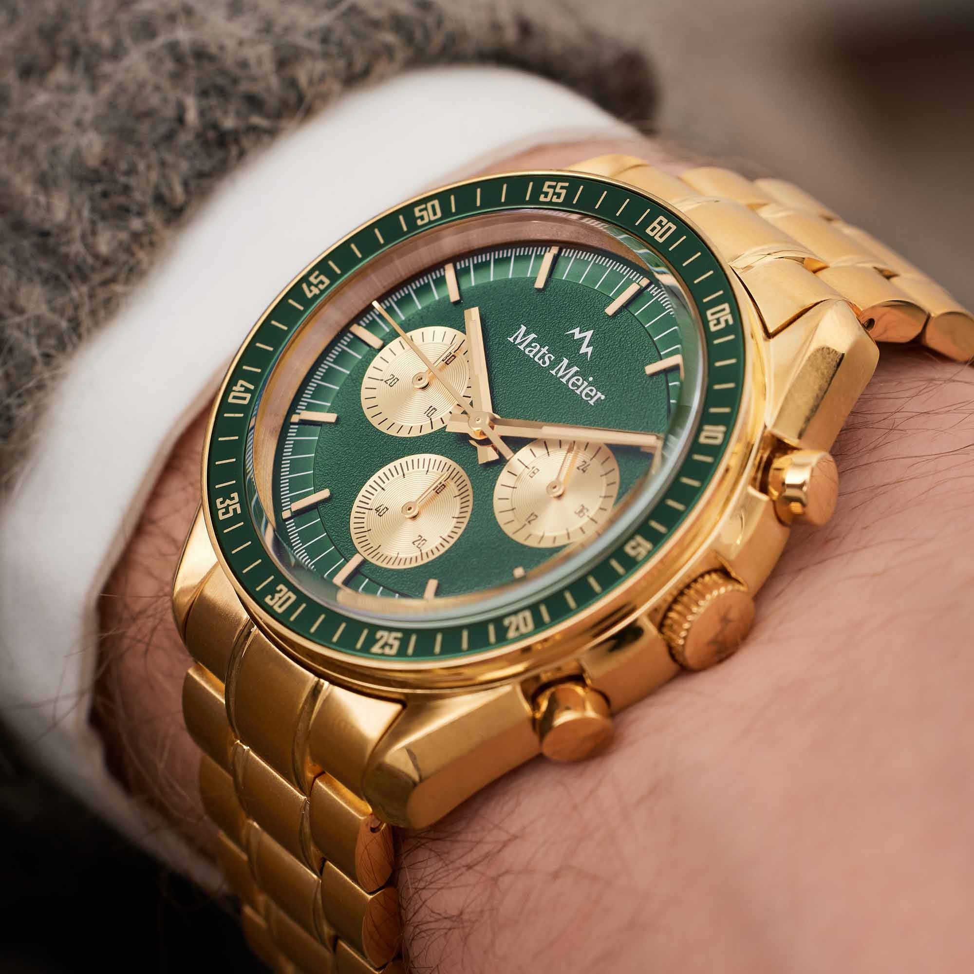 Mats Meier Arosa Racing Chronograph Men'sWatch Gold-coloured and Green MM50017 - Image 3