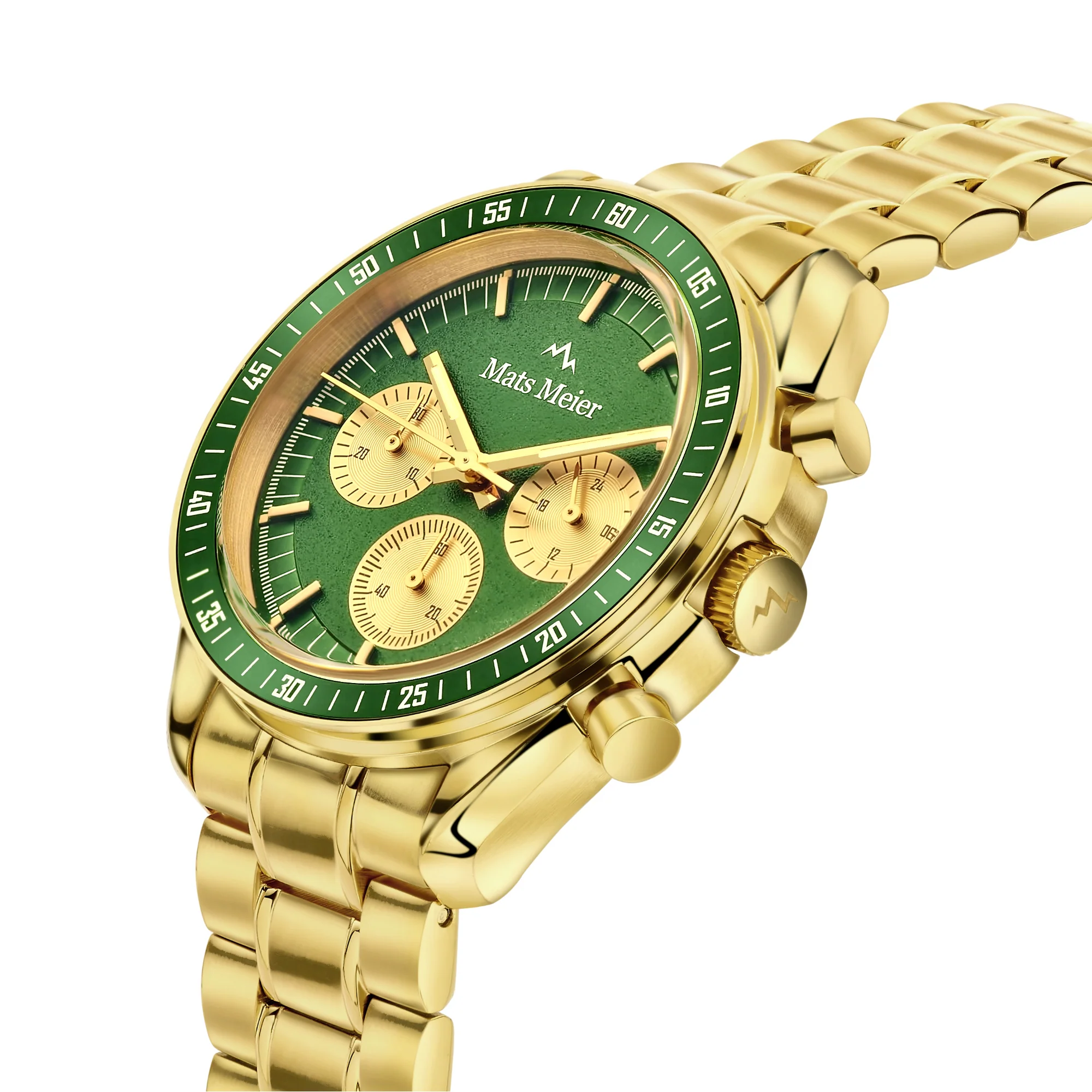 Mats Meier Arosa Racing Chronograph Men'sWatch Gold-coloured and Green MM50017 - Image 4
