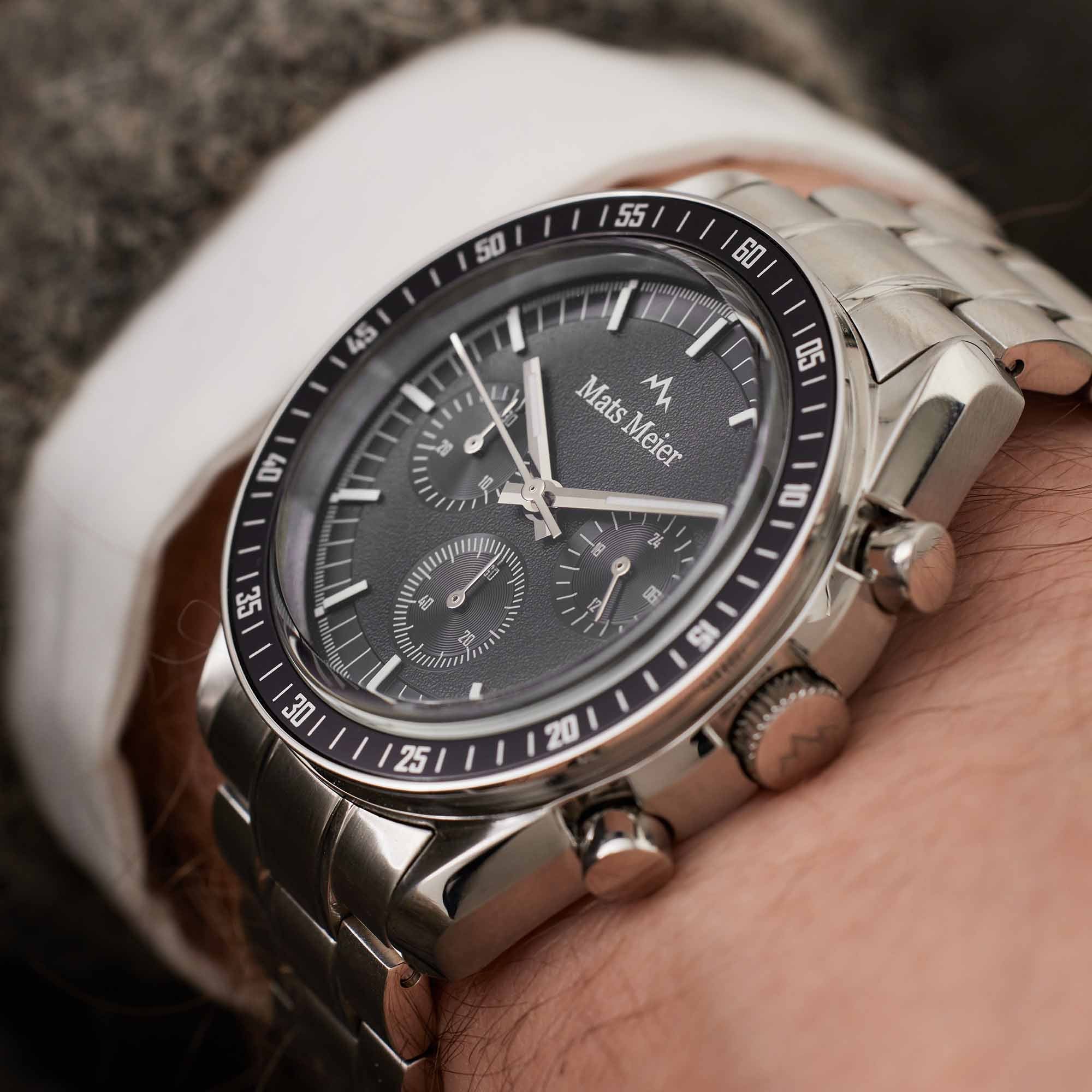 Mats Meier Arosa Racing Chronograph Men'sWatch Silver-coloured and Black MM50012 - Image 3