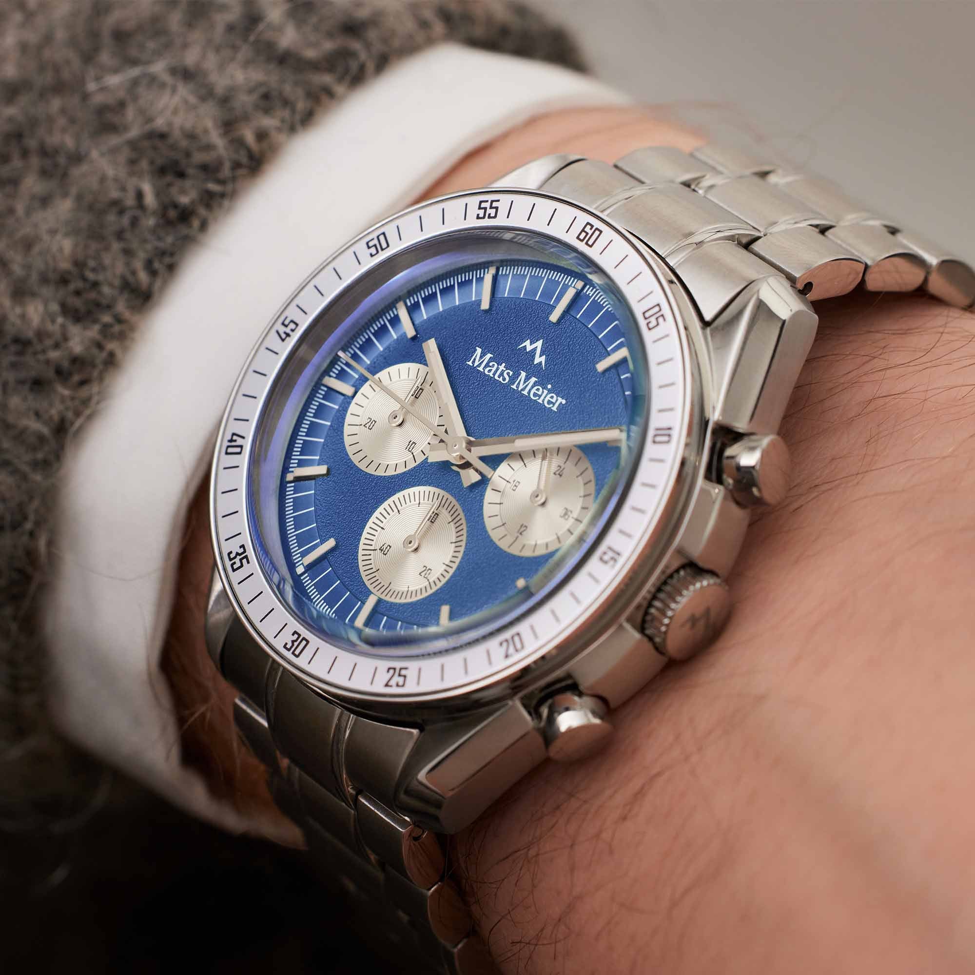 Mats Meier Arosa Racing Chronograph Men'sWatch Silver-coloured and Blue MM50014 - Image 3