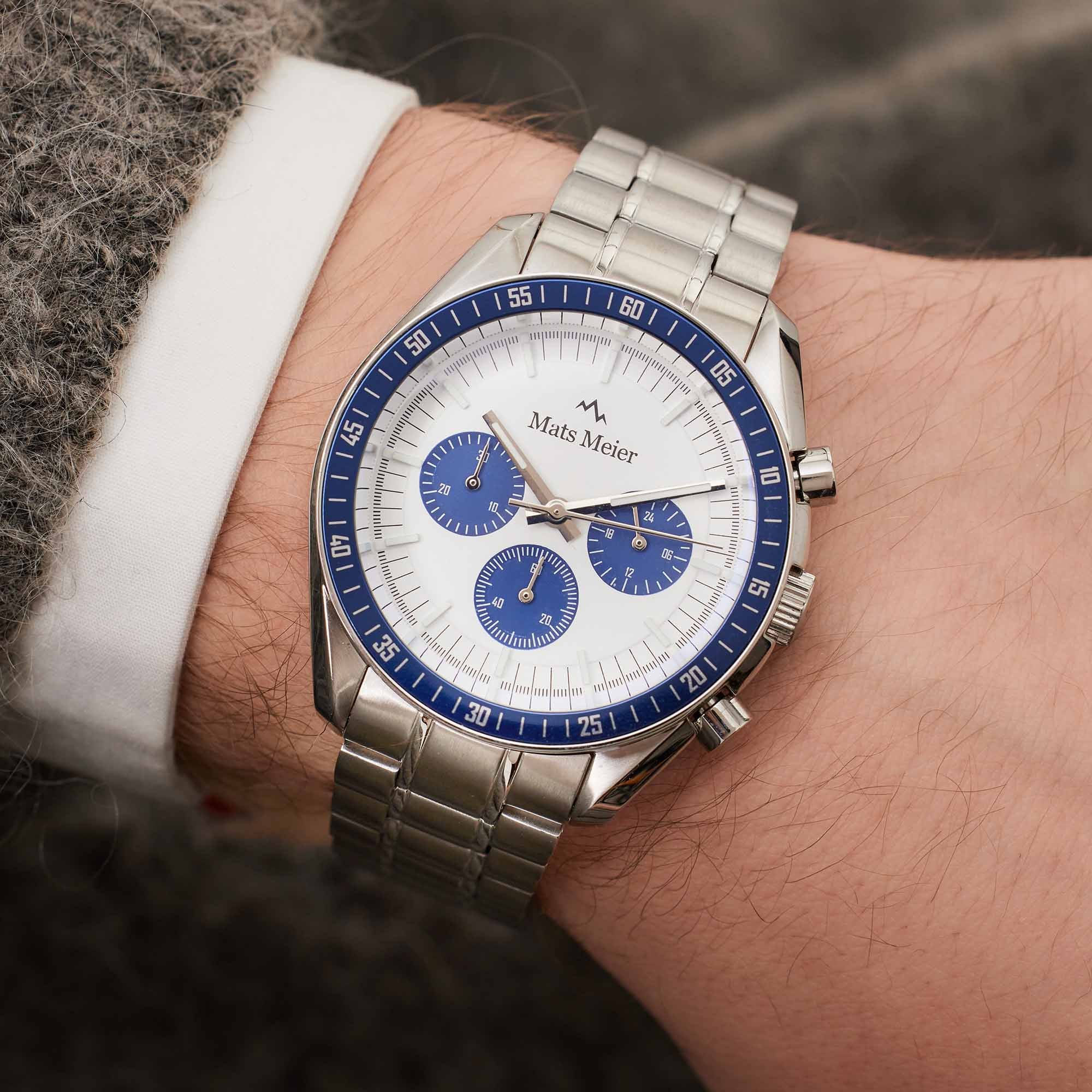 Mats Meier Arosa Racing Chronograph Men'sWatch Silver-coloured and White MM50013 - Image 2