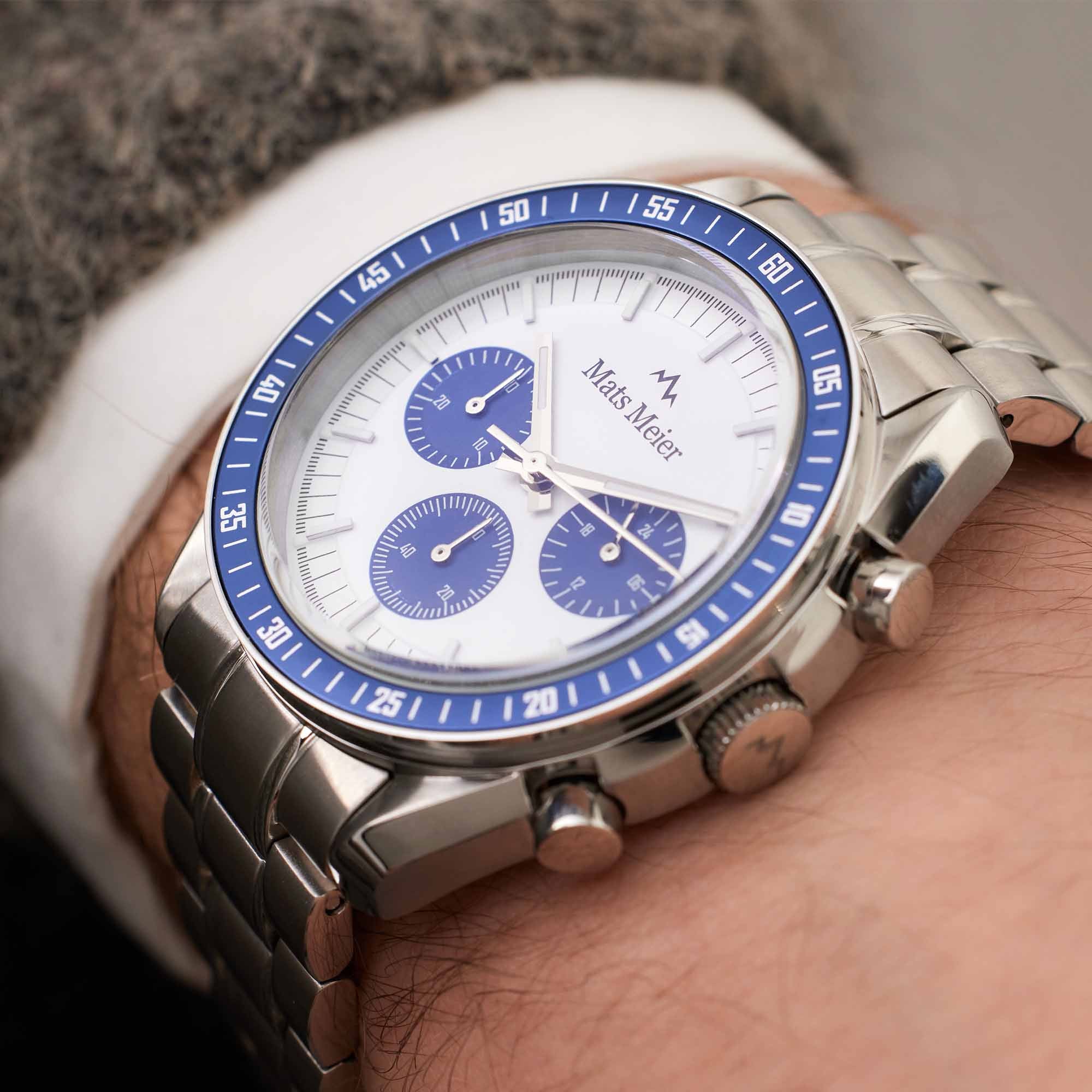 Mats Meier Arosa Racing Chronograph Men'sWatch Silver-coloured and White MM50013 - Image 3