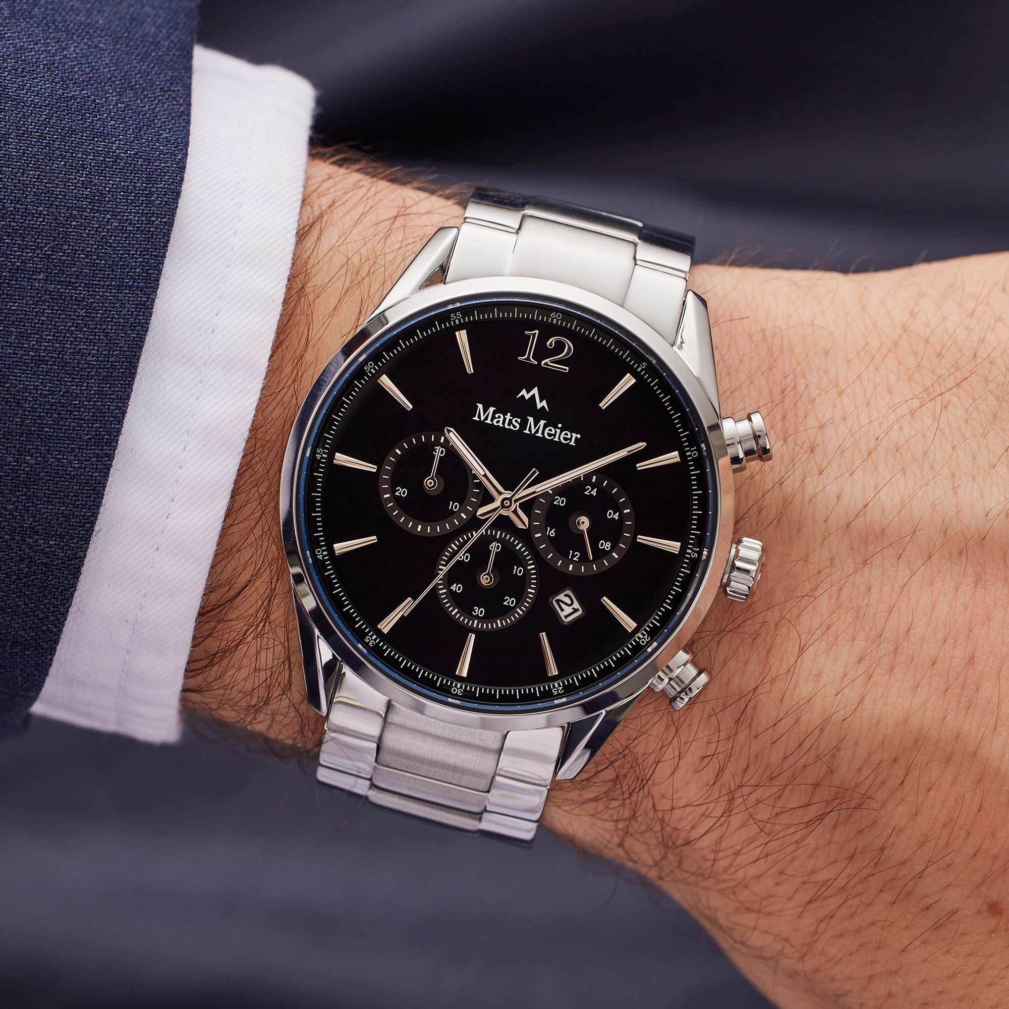 Mats Meier Grand Cornier Chrono Black/Silver Coloured Watch MM00110 - Image 2