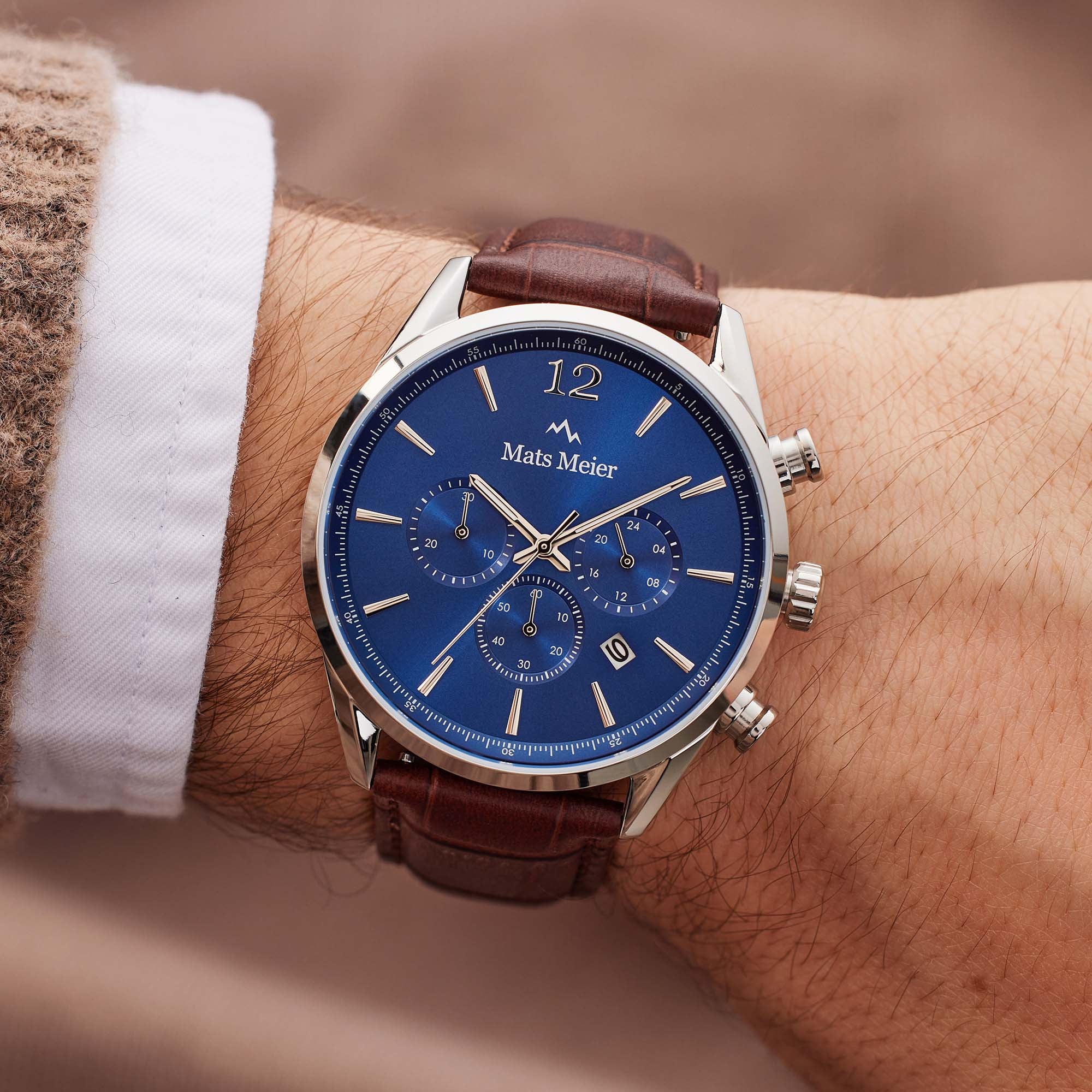 Mats Meier Grand Cornier Chrono Blue/Brown Watch MM00103 - Image 2