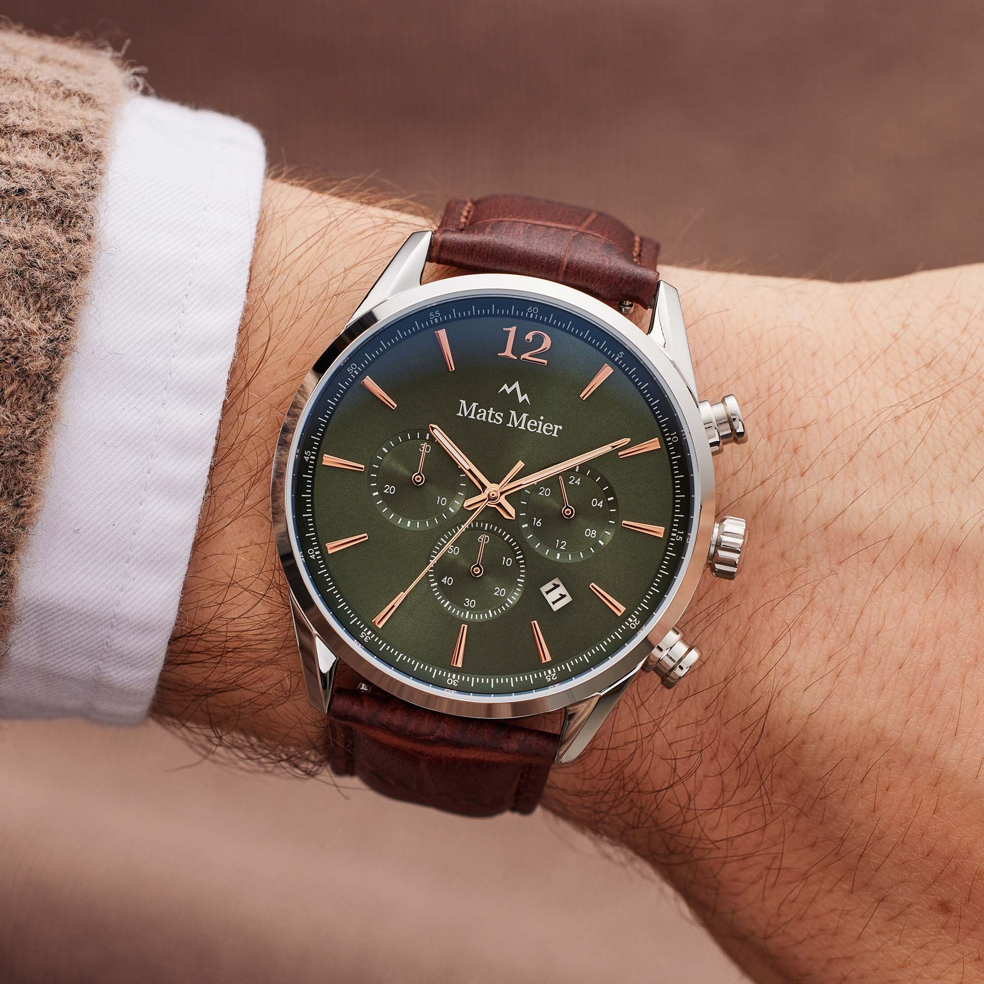 Mats Meier Grand Cornier Chrono Green/Brown Watch MM00121 - Image 2