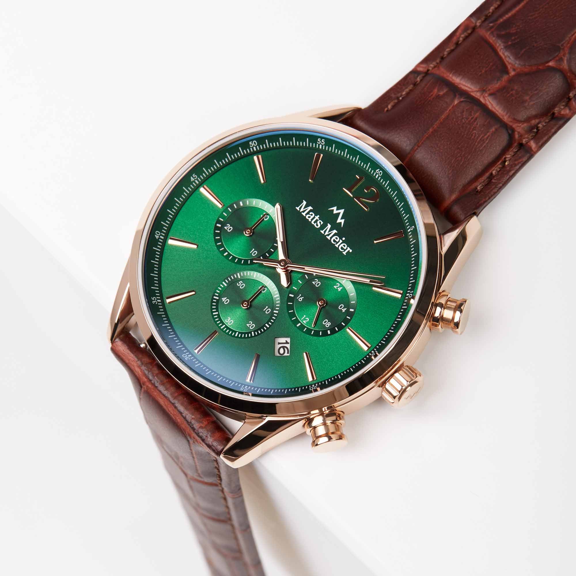 Mats Meier Grand Cornier Chrono Green/Rosegold coloured Watch MM00114 - Image 10