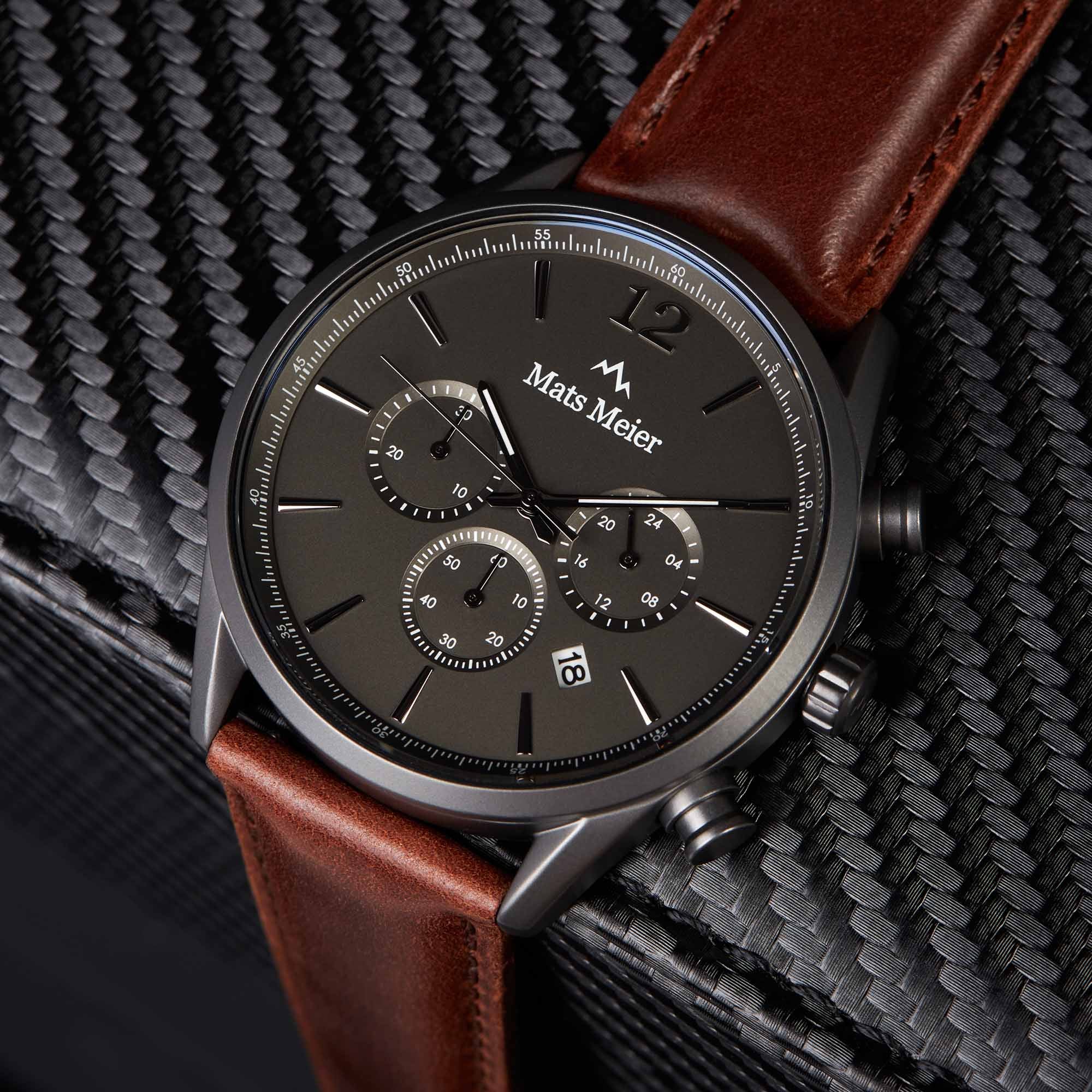 Mats Meier Grand Cornier Chrono Gunmetal/DonkerBrown Watch MM00104 - Image 10