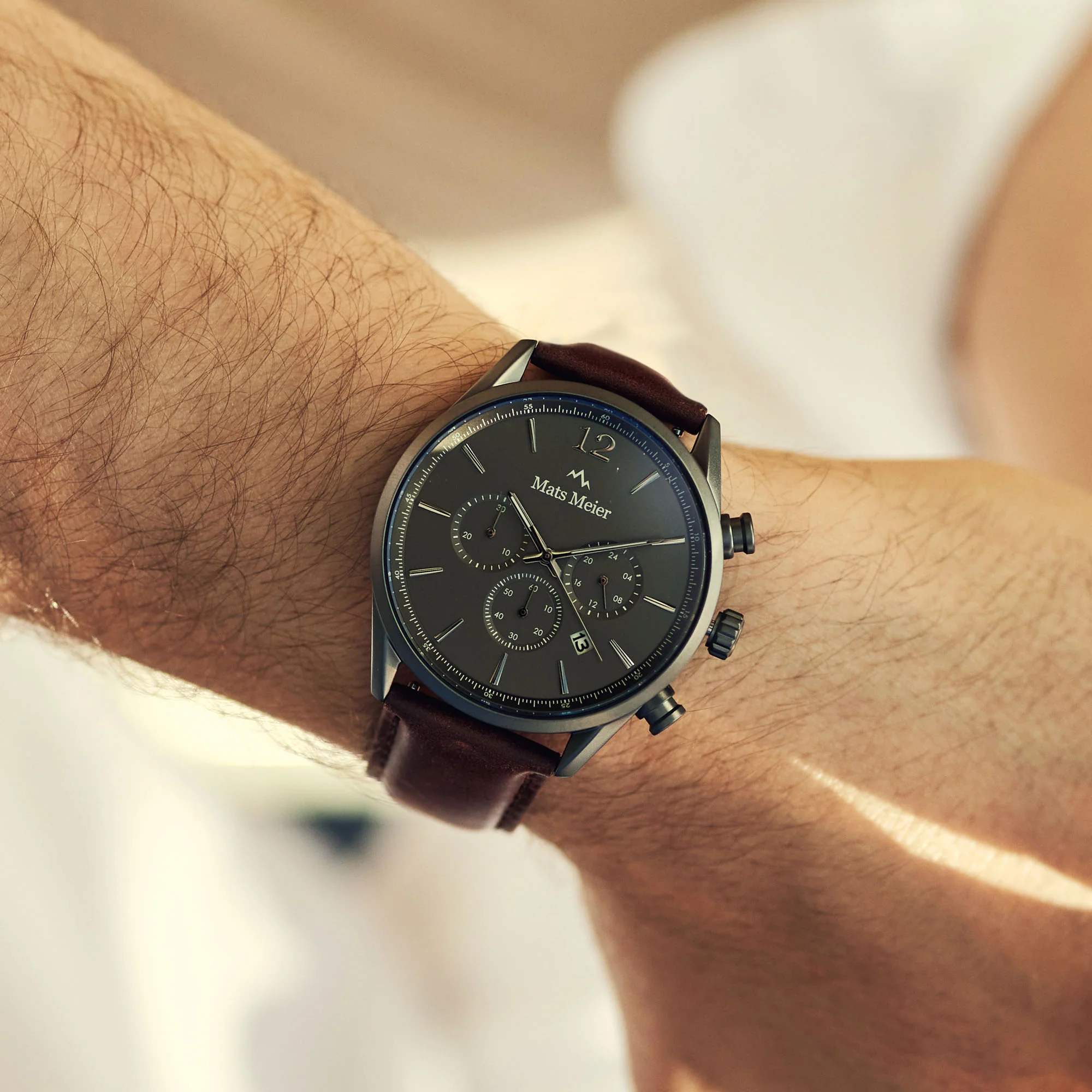 Mats Meier Grand Cornier Chrono Gunmetal/DonkerBrown Watch MM00104 - Image 3