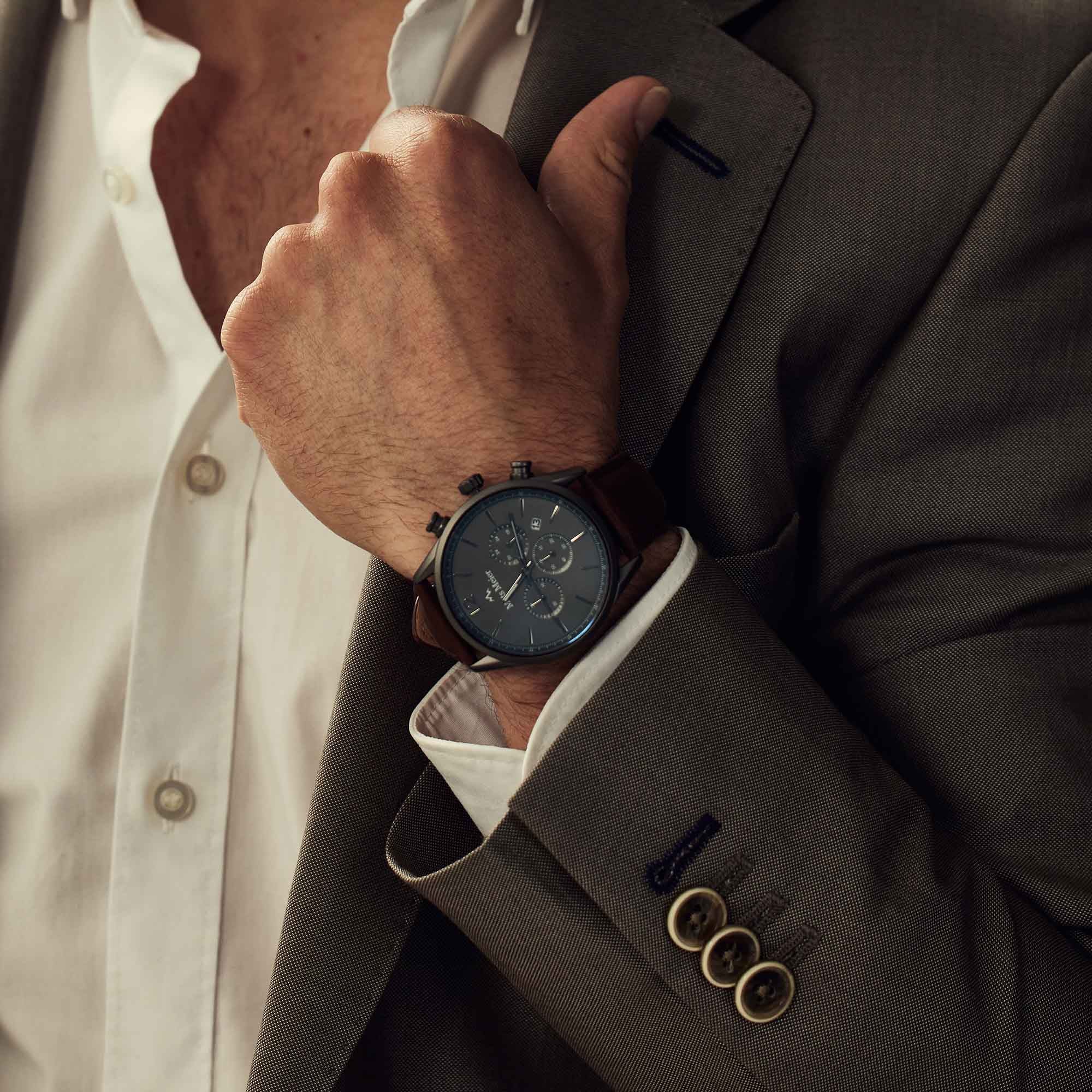 Mats Meier Grand Cornier Chrono Gunmetal/DonkerBrown Watch MM00104 - Image 4