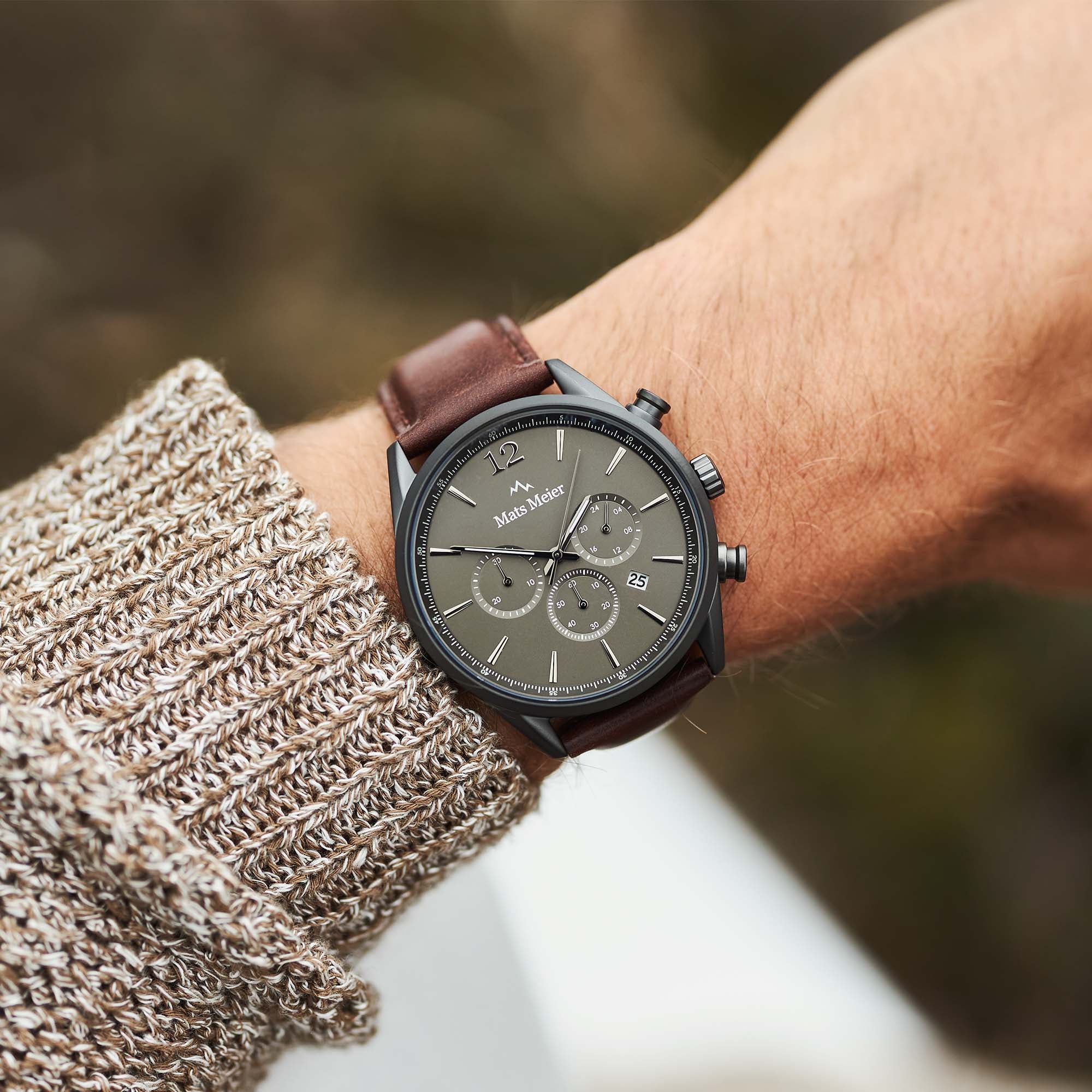 Mats Meier Grand Cornier Chrono Gunmetal/DonkerBrown Watch MM00104 - Image 5