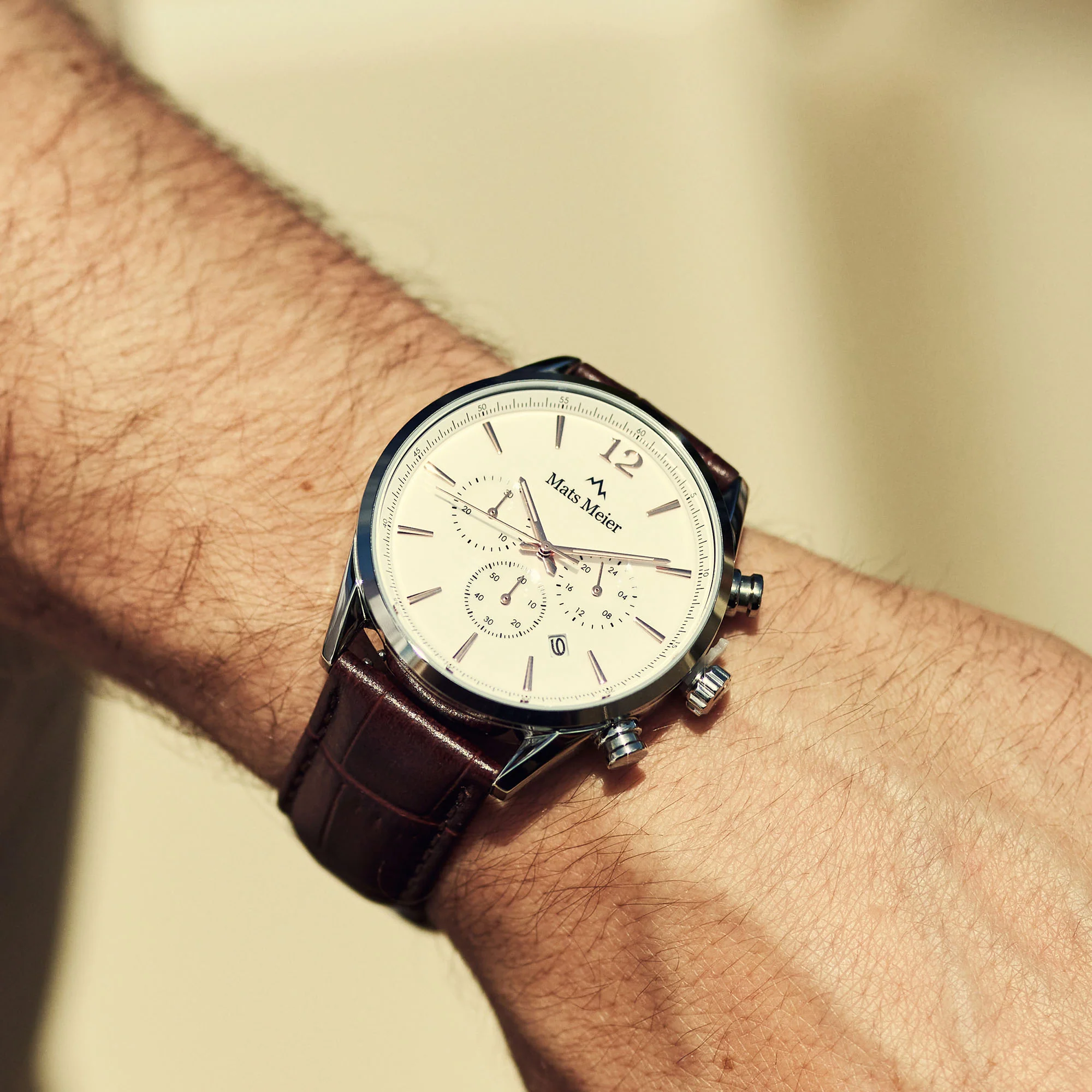 Mats Meier Grand Cornier Chrono White/Brown Watch MM00105 - Image 4