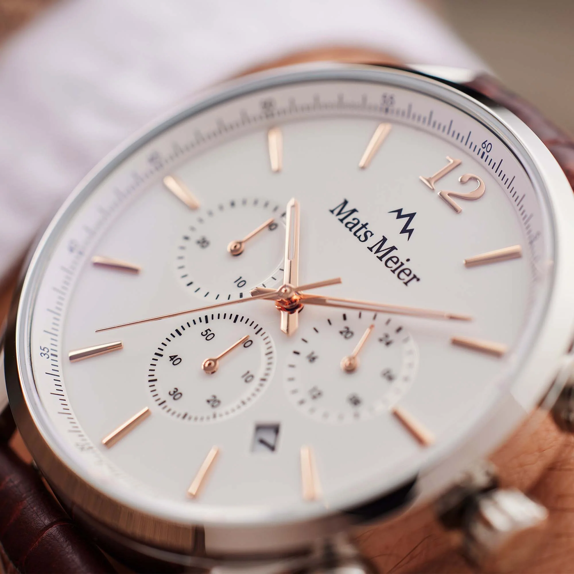 Mats Meier Grand Cornier Chrono White/Brown Watch MM00105 - Image 5
