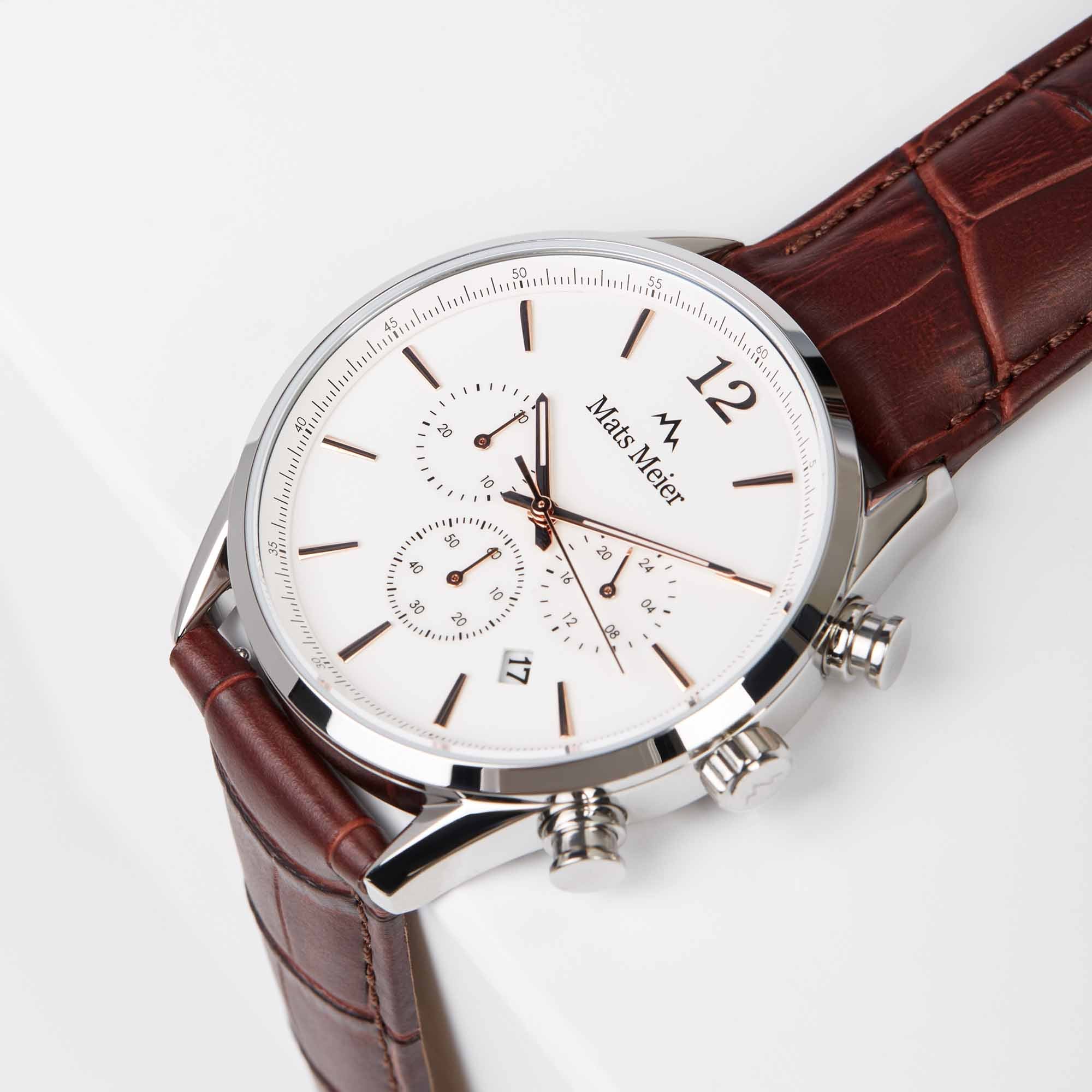 Mats Meier Grand Cornier Chrono White/Brown Watch MM00105 - Image 8