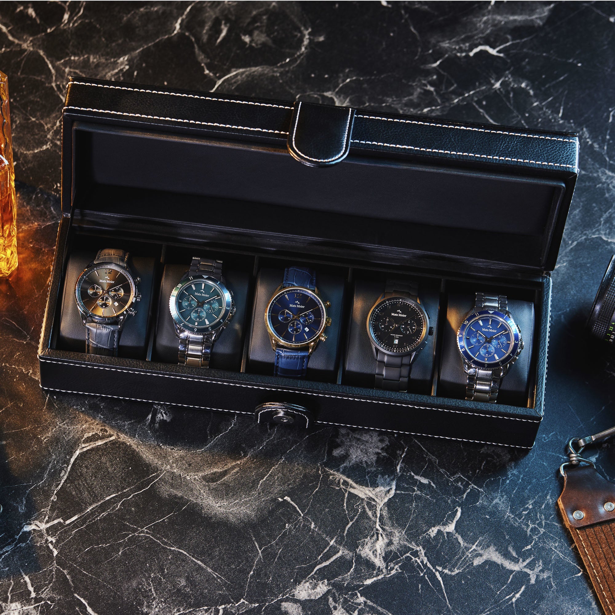 Mats Meier Mont Fort Black Watchbox voor 5 Watchs - Image 2