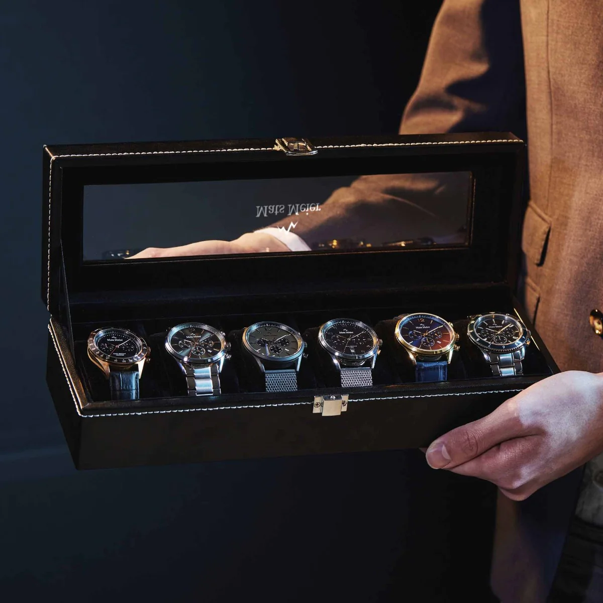 Mats Meier Mont Fort Black Watchbox voor 6 Watchs - Image 2