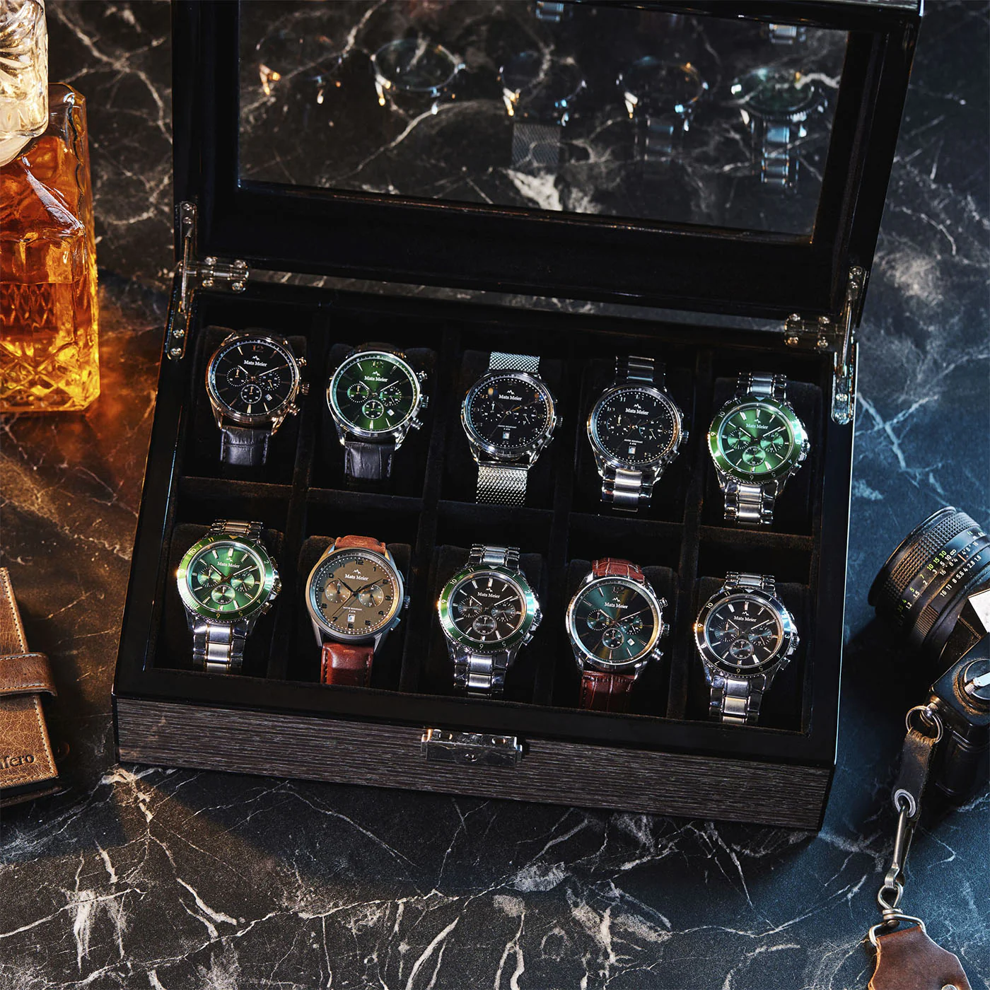 Mats Meier Mont Fort bruine horlogebox voor 10 horloges - Image 2