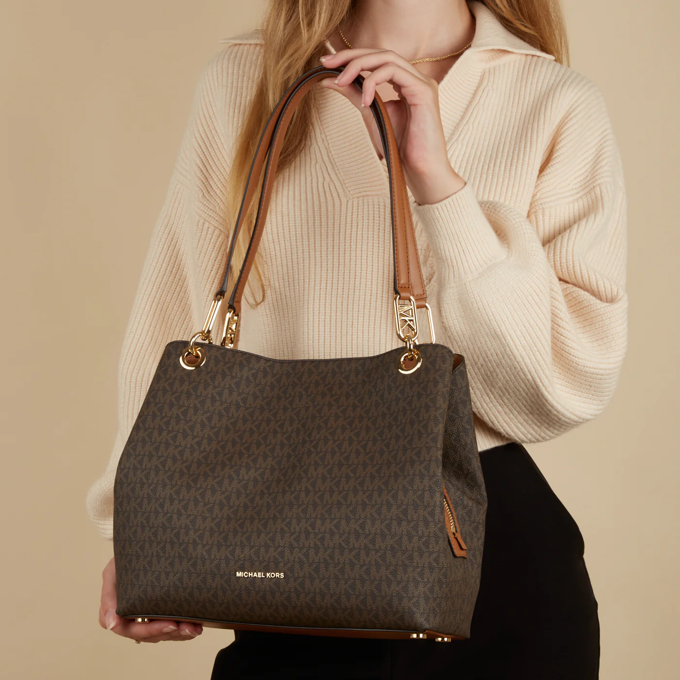 Michael Kors Kensington Brown Shoulder Bag 30F3G8KT7B-252 - Image 2