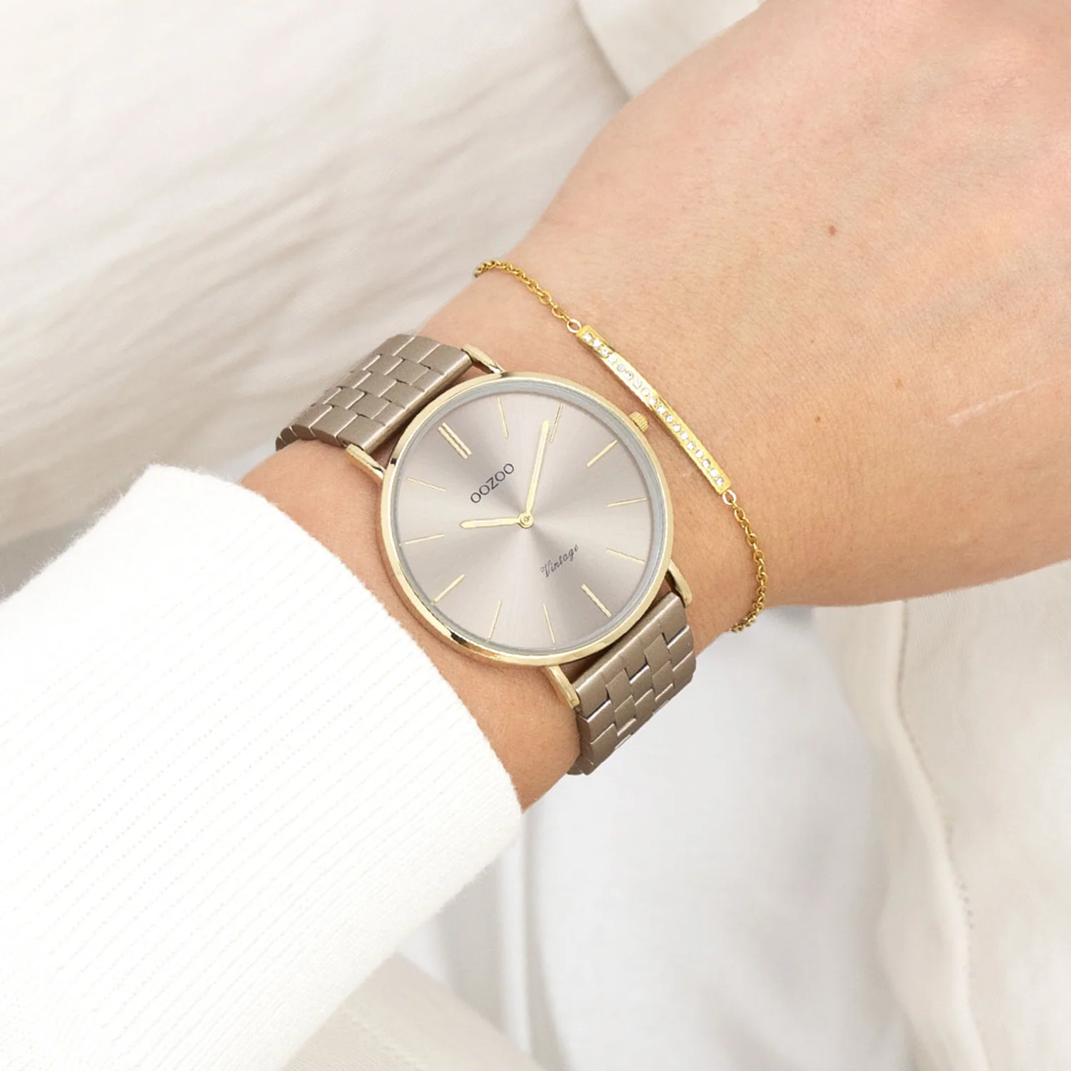 OOZOO Vintage Gold and Taupe Women's Watch C20404 - Image 2