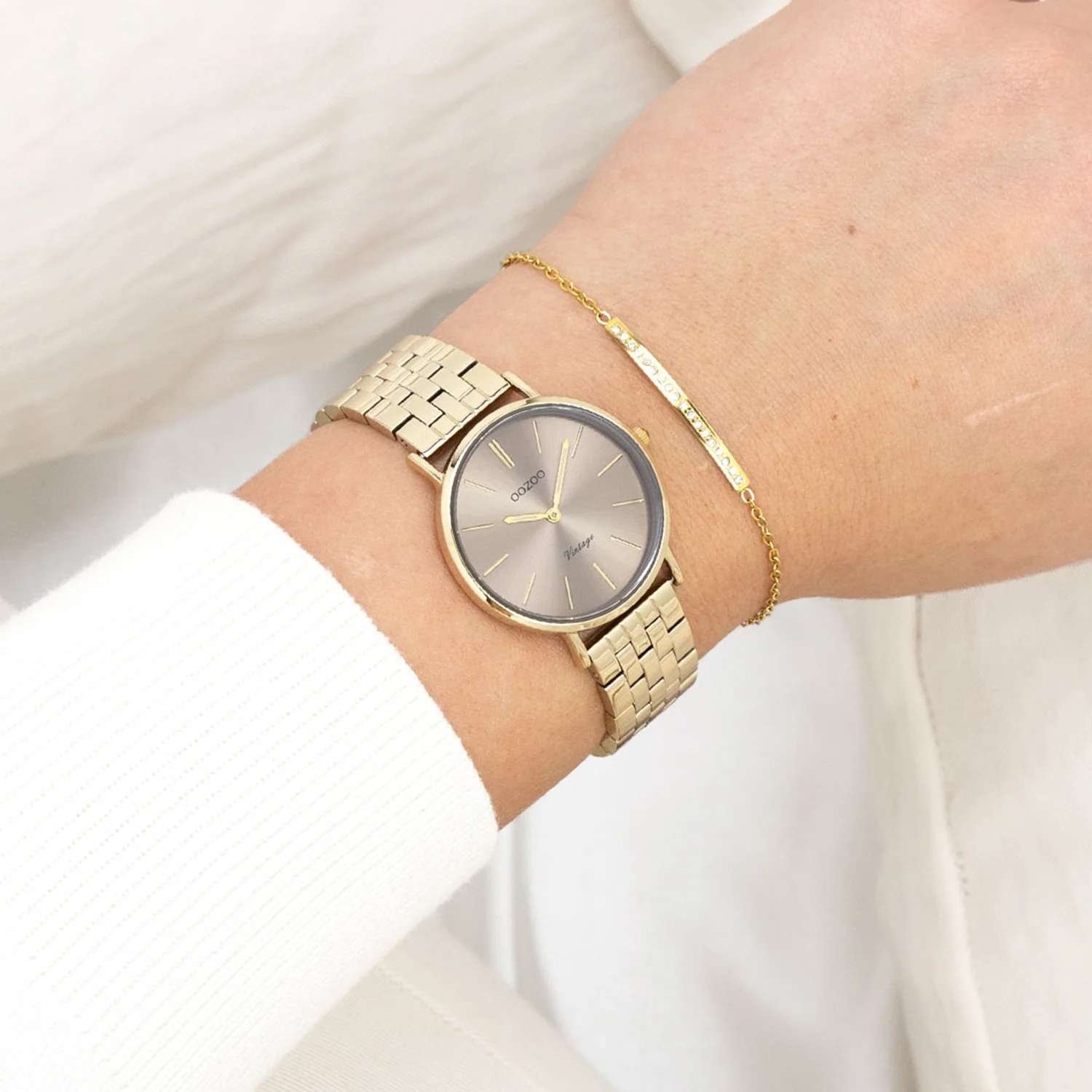 OOZOO Vintage Gold and Taupe Women's Watch C20408 - Image 2