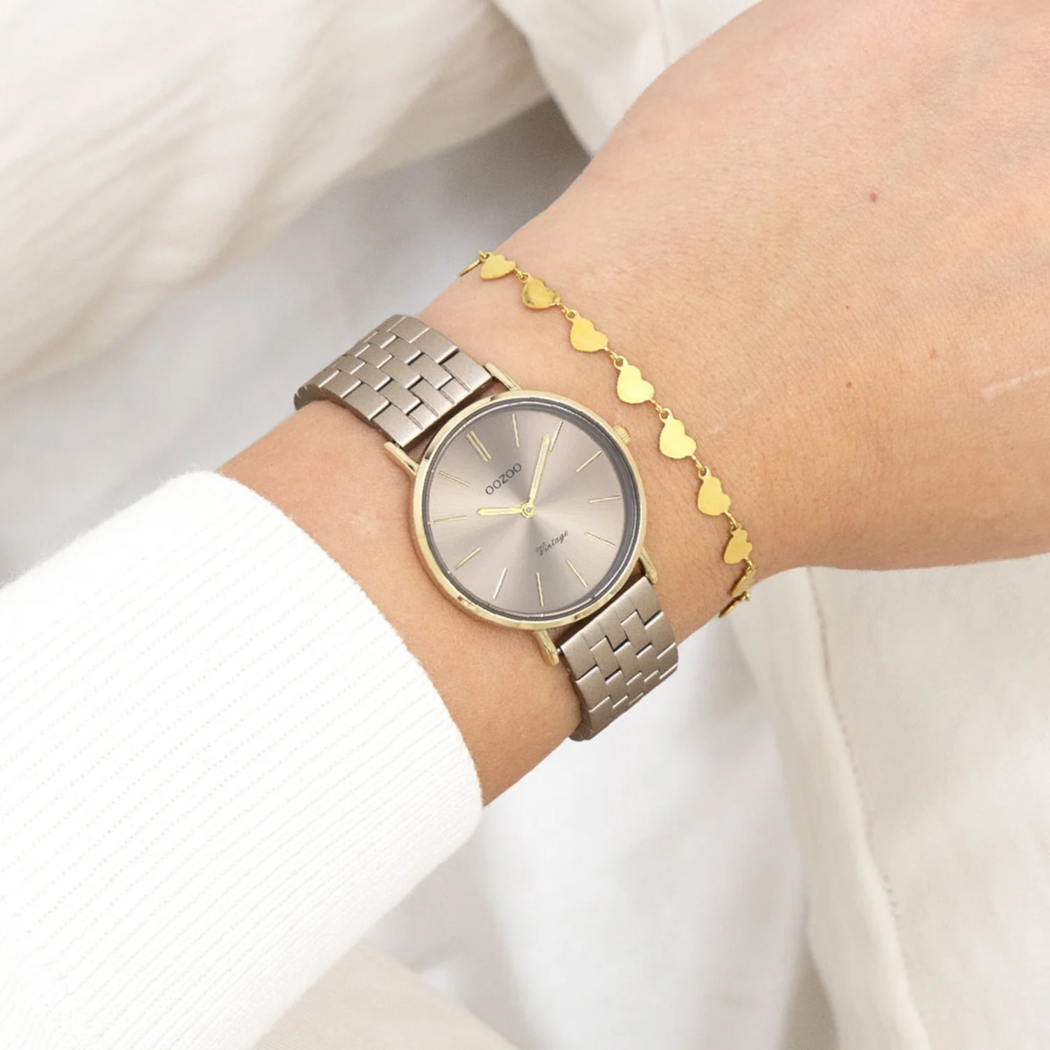 OOZOO Vintage Gold and Taupe Women's Watch C20409 - Image 2