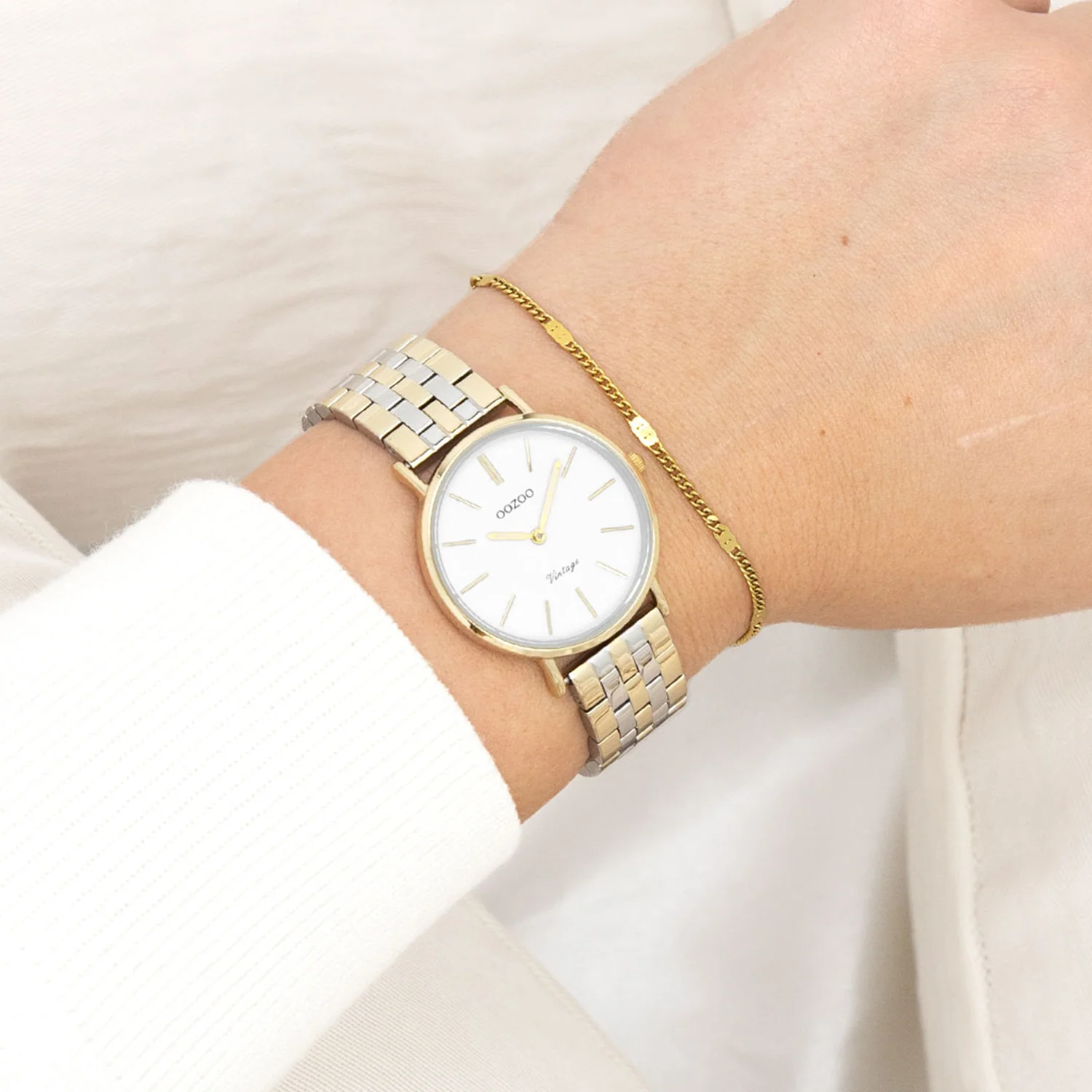 OOZOO Vintage Gold and White Women's Watch C20407 - Image 2