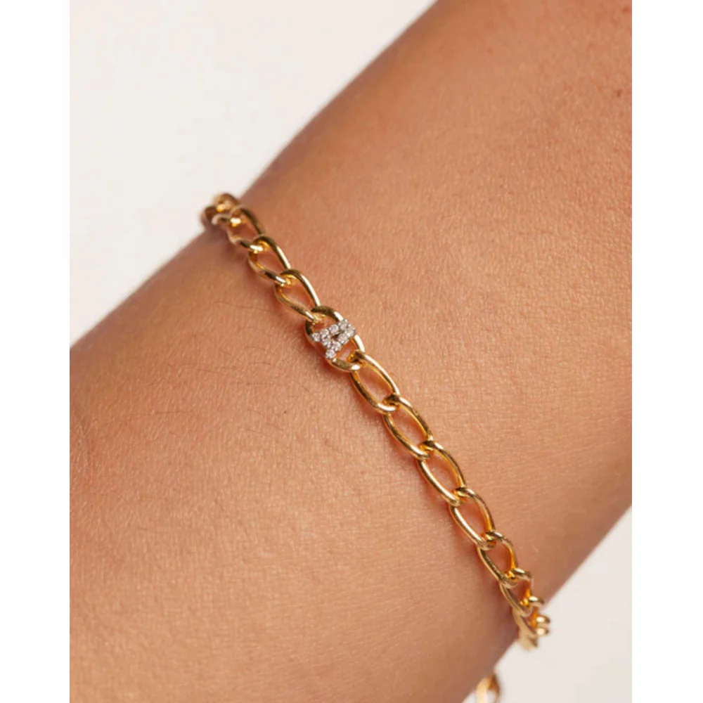 P D Paola 925 Sterling Silver Letter D Bracelet PU01-541-U with 18K Gold Plating - Image 2